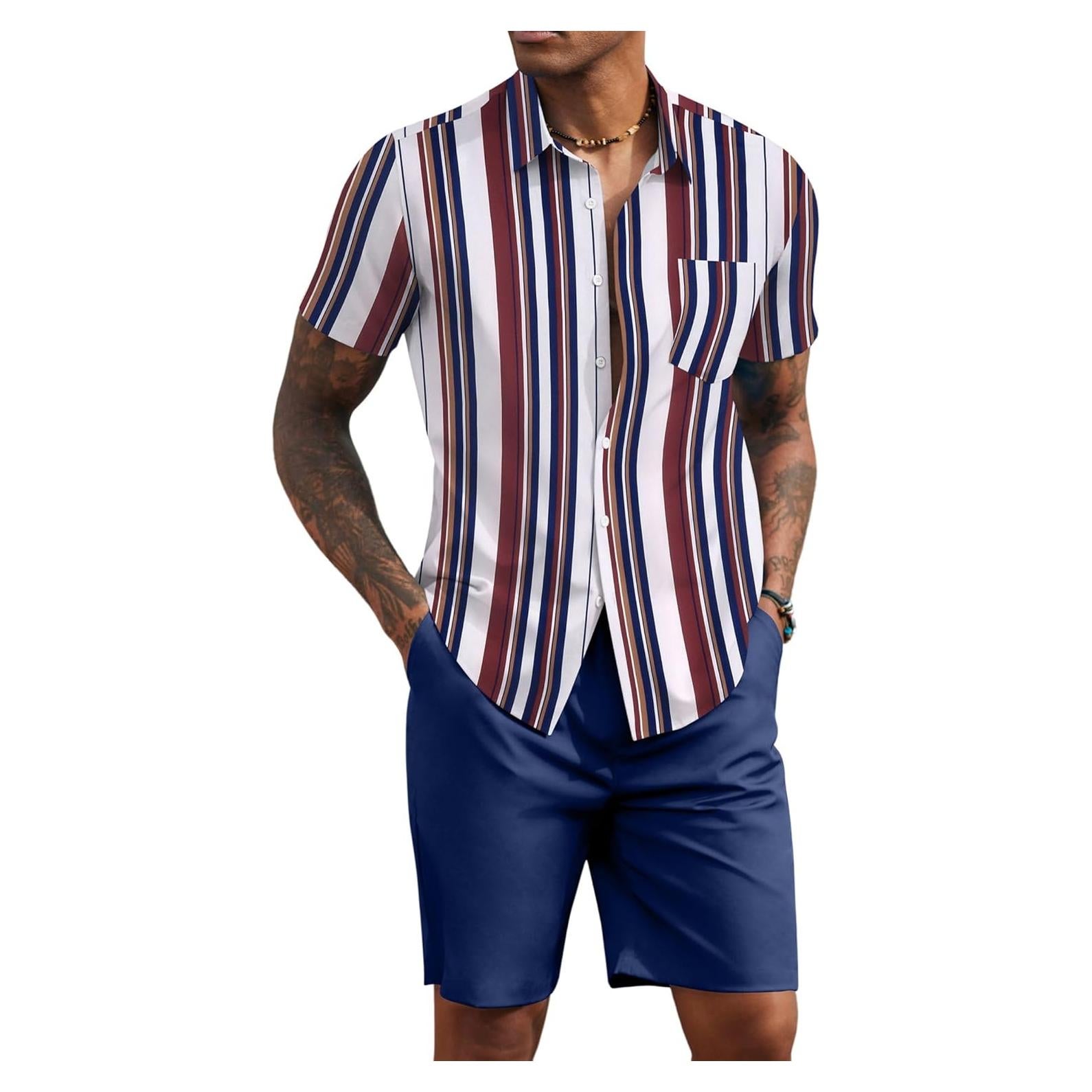 Conjunto de Playa para Hombre COOFANDY 2 Piezas Camisa y Short
