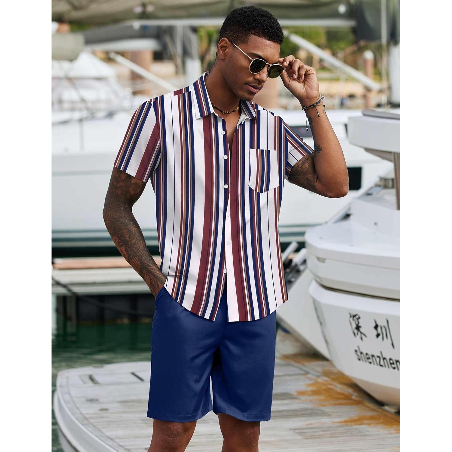 Conjunto de Playa para Hombre COOFANDY 2 Piezas Camisa y Short