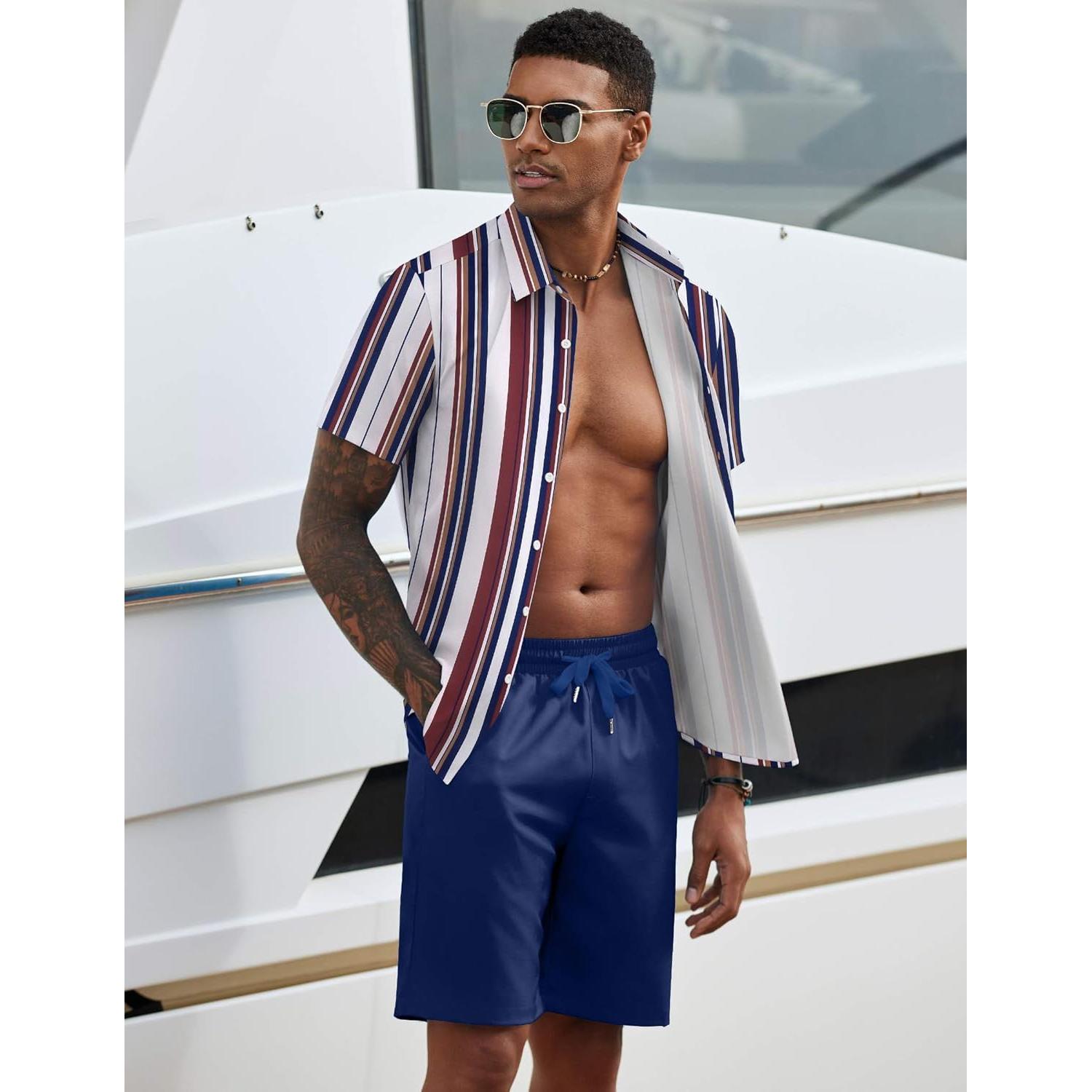 Conjunto de Playa para Hombre COOFANDY 2 Piezas Camisa y Short