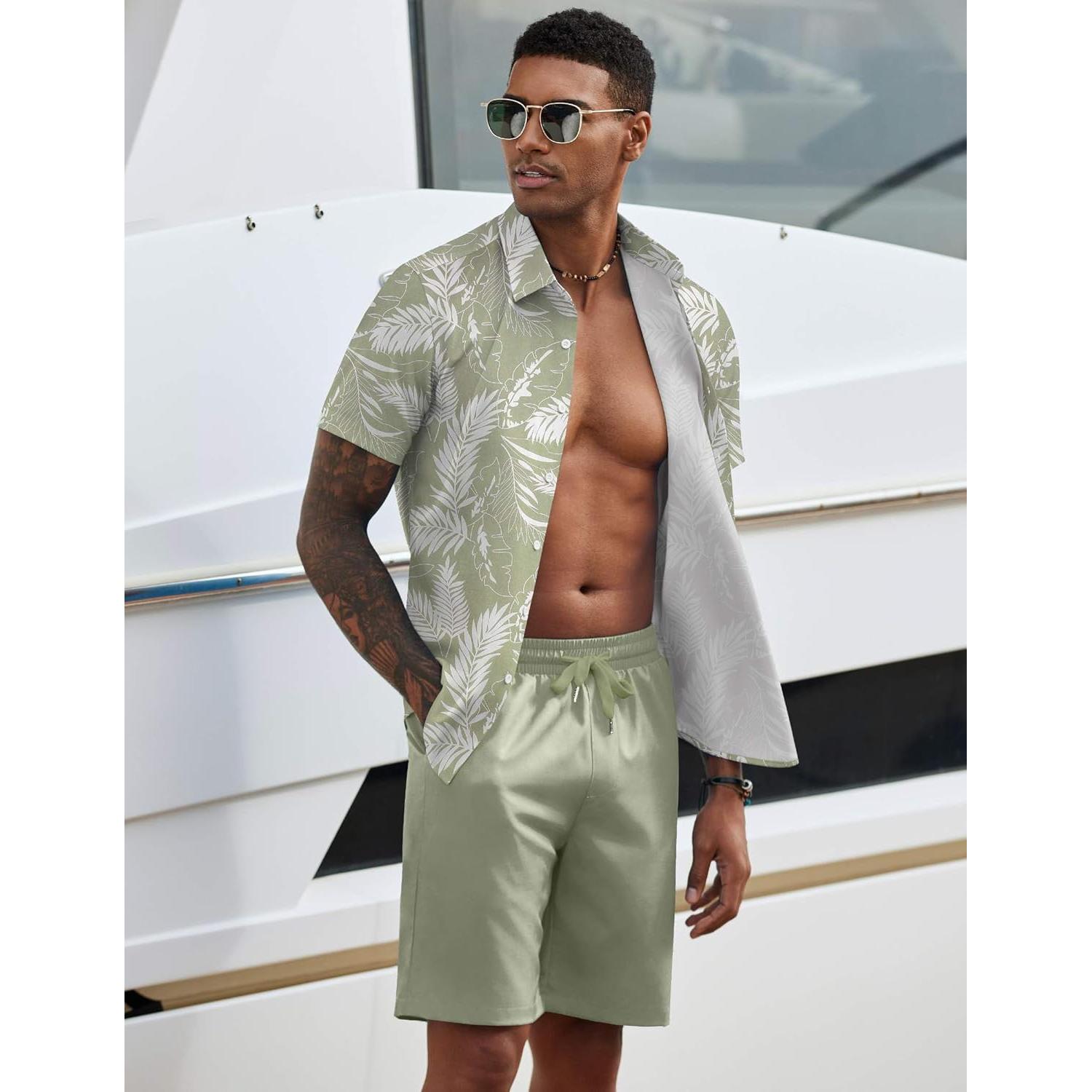 Conjunto de Verano para Hombre COOFANDY 2 Piezas Camisa y Pantalón