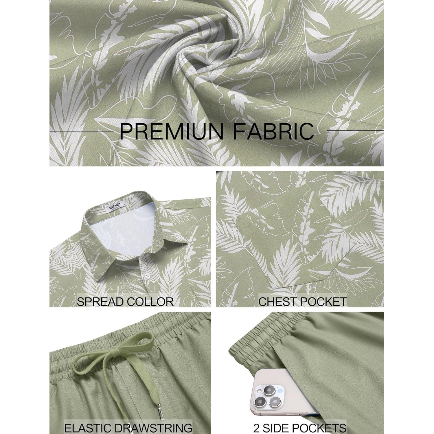 Conjunto de Verano para Hombre COOFANDY 2 Piezas Camisa y Pantalón