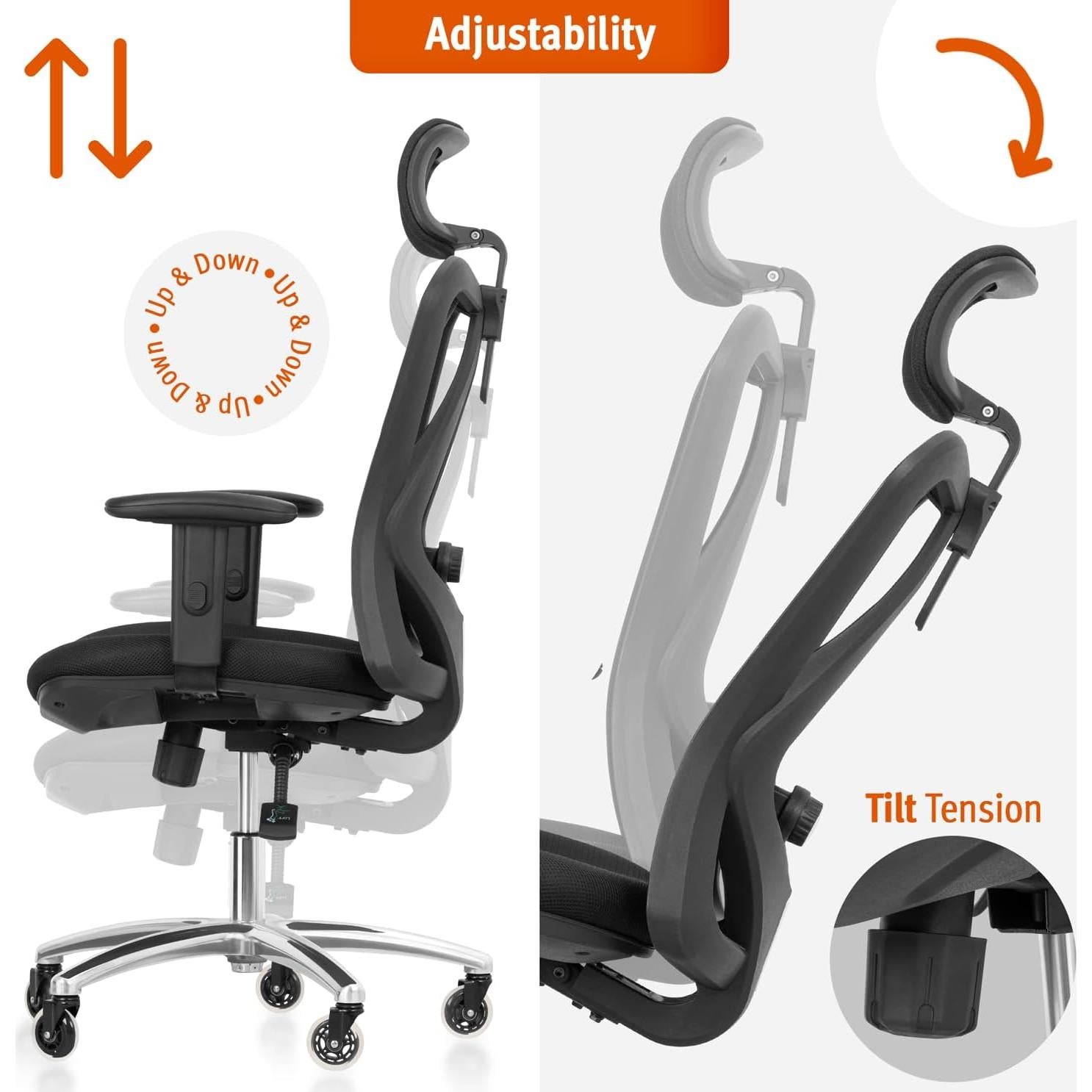 Silla de Oficina Ergonómica Duramont 6 - Ajustable con Soporte Lumbar