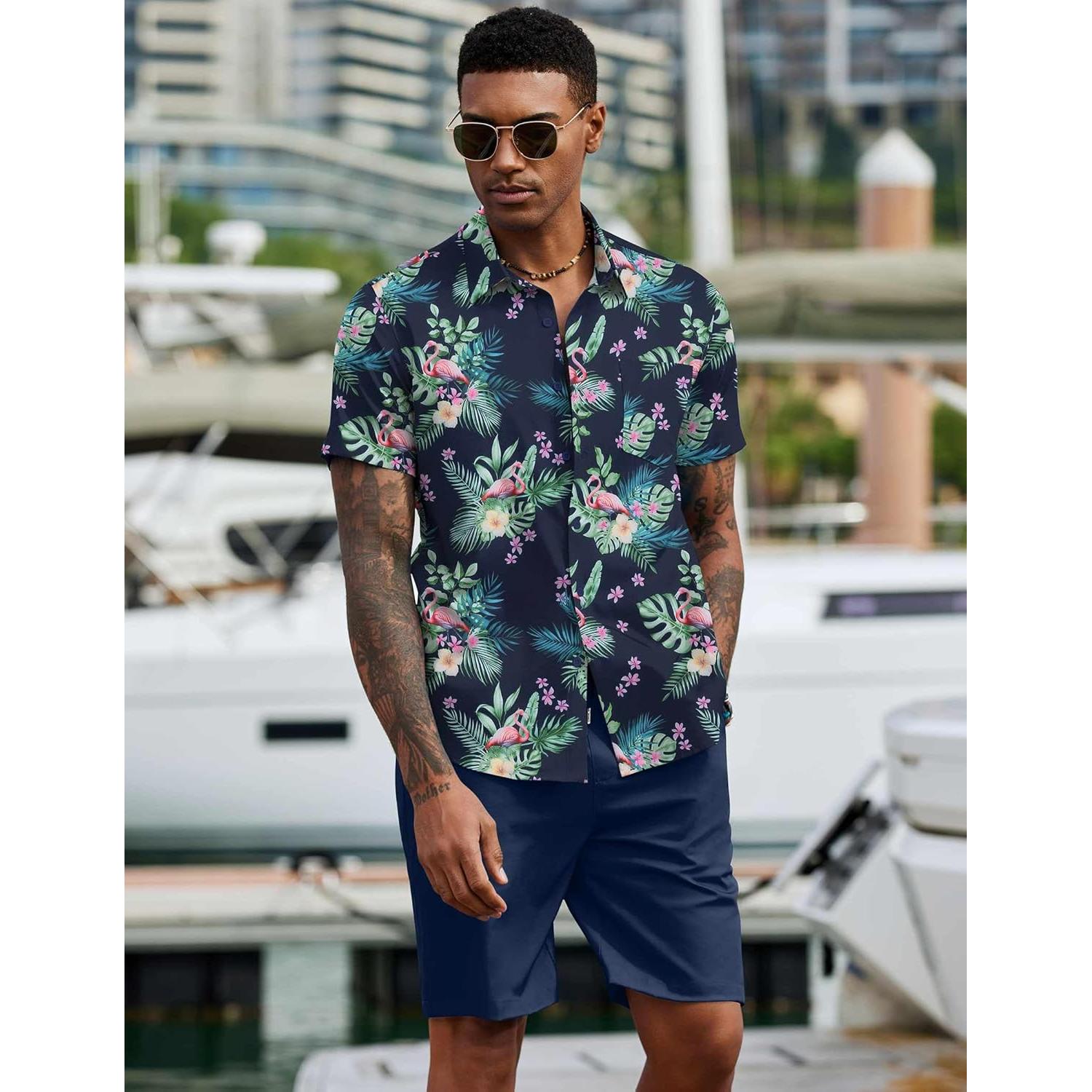 Conjunto de Verano para Hombre COOFANDY 2 Piezas Camisa y Pantalón Corto