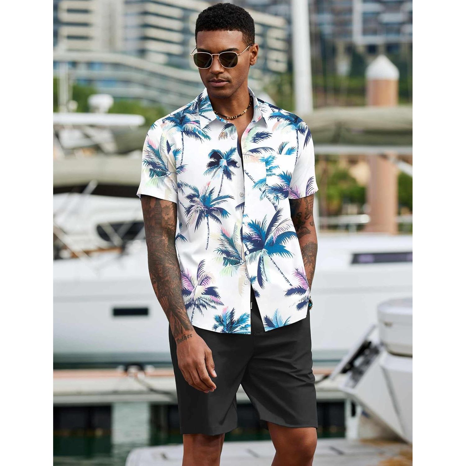 Conjunto de Verano para Hombre COOFANDY 2 Piezas Camisa y Pantalón