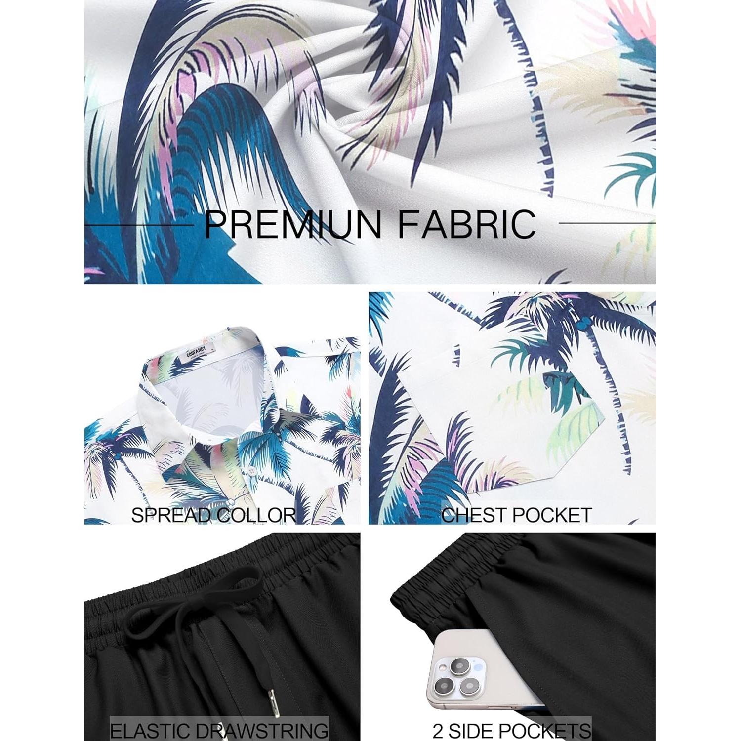 Conjunto de Verano para Hombre COOFANDY 2 Piezas Camisa y Pantalón