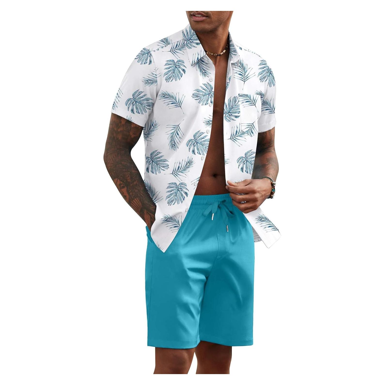 Conjunto de Verano para Hombre COOFANDY 2 Piezas Camisa y Short