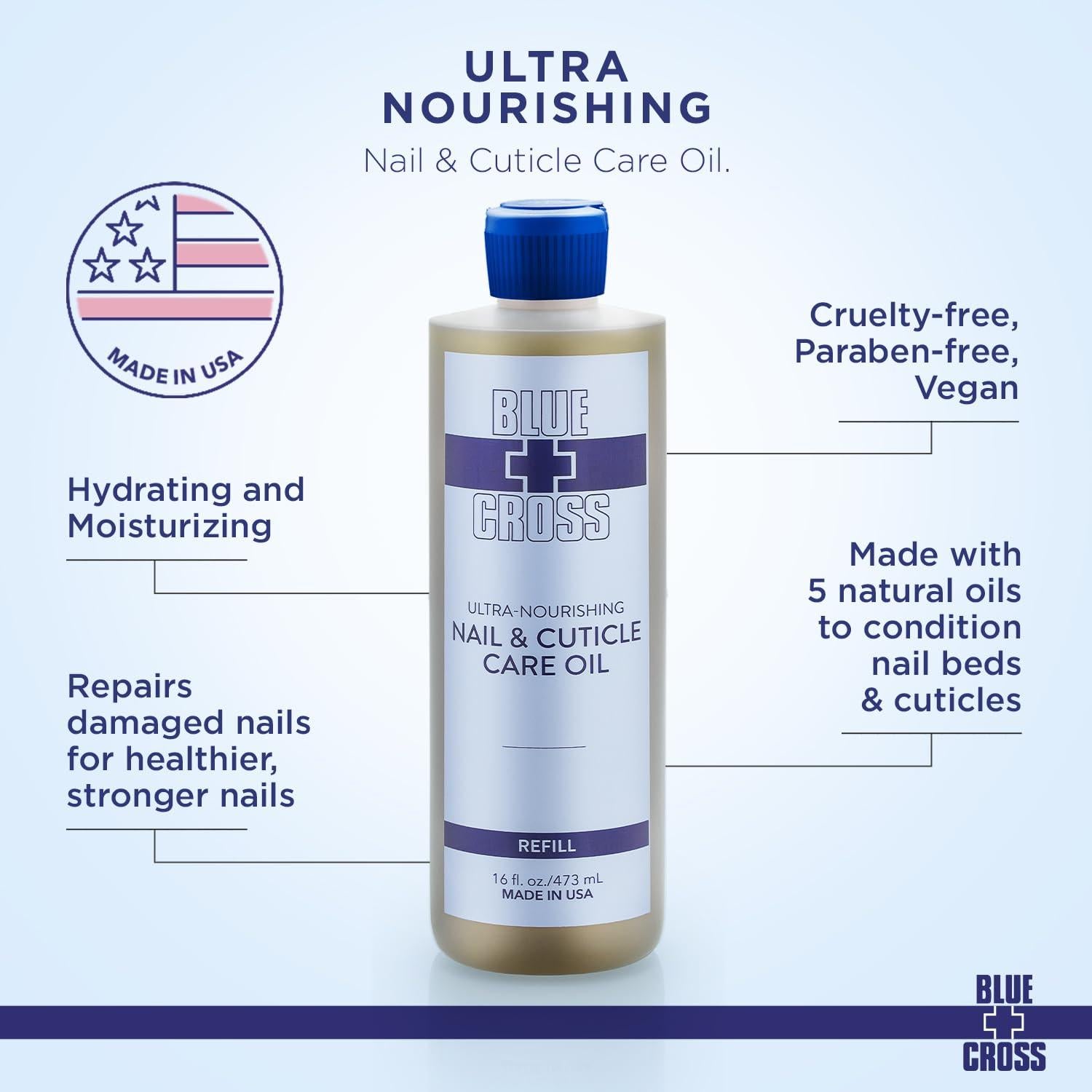 Aceite para Uñas y Cutículas Blue Cross 473ml Hidratante Natural