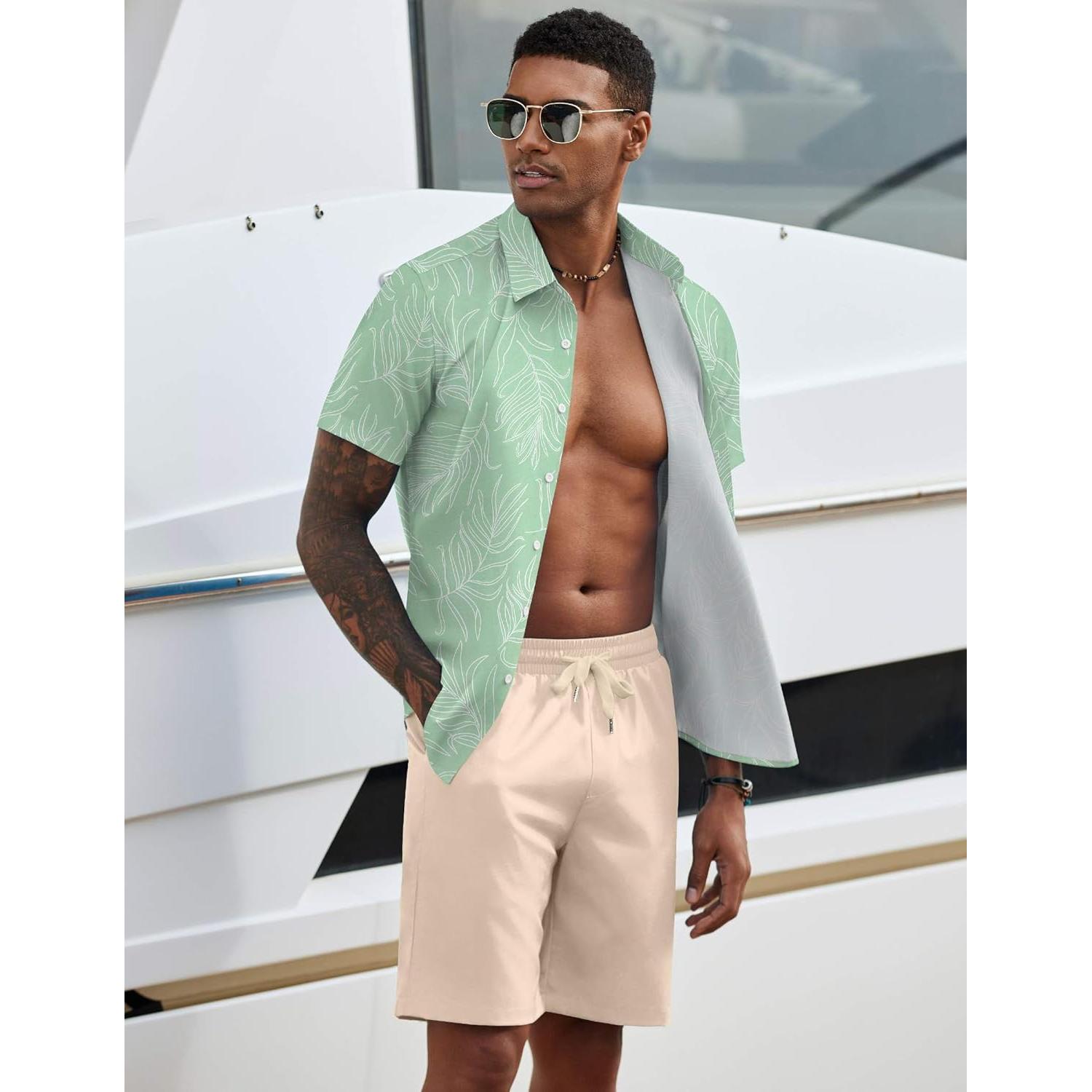 Conjunto de Verano para Hombre COOFANDY 2 Piezas Camisa y Pantalón