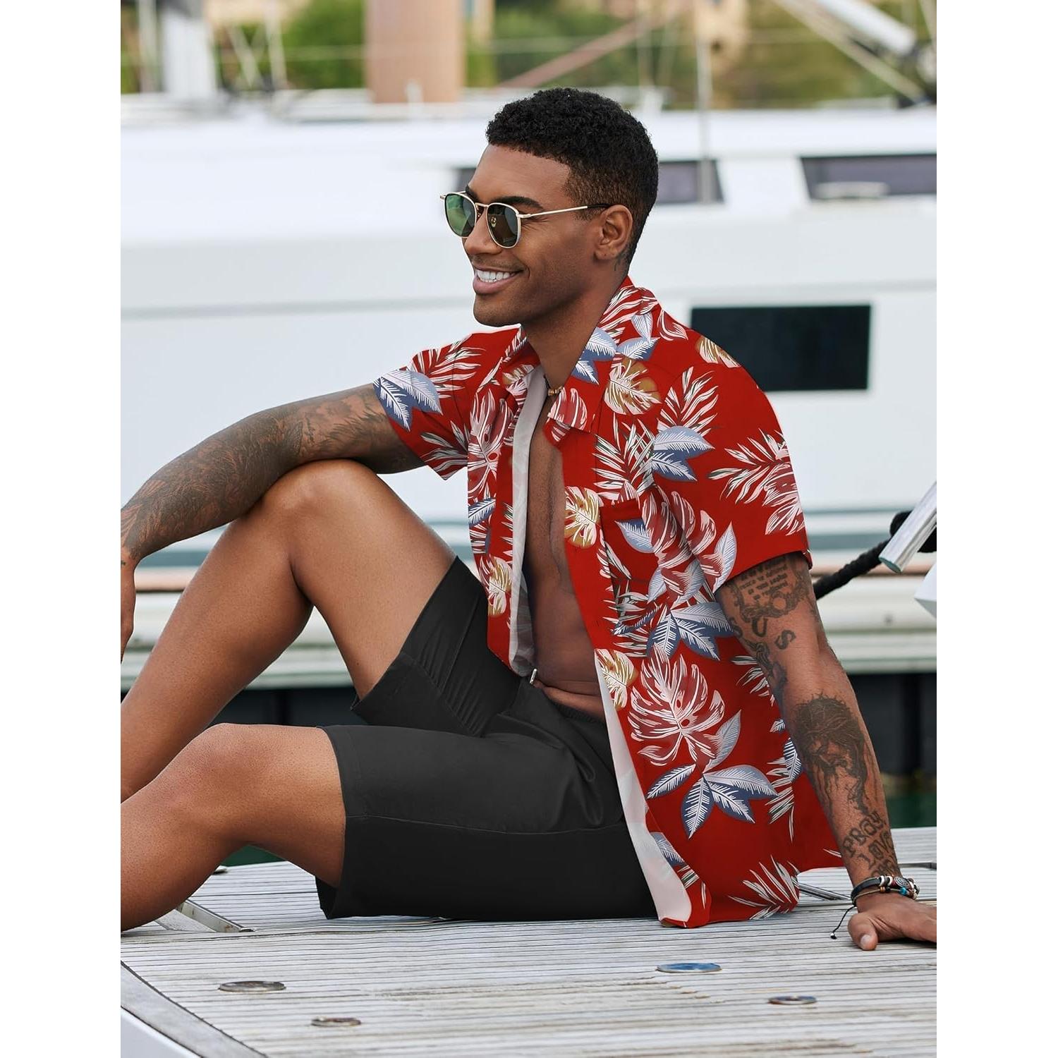 Conjunto de Verano para Hombre COOFANDY 2 Piezas Camisa y Pantalón