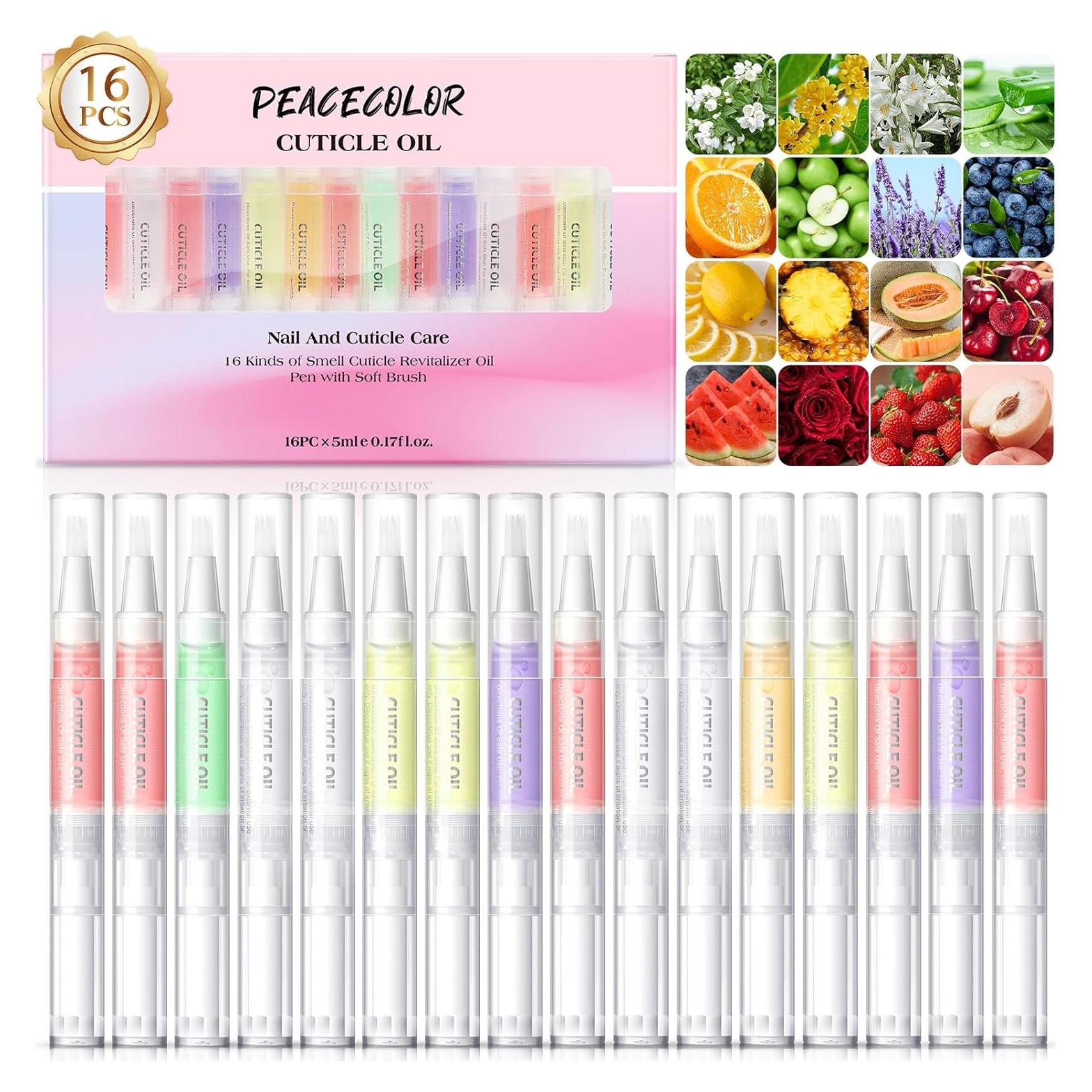 Kit de Cuidado de Uñas Peacecolor 16Pcs Aceite Cutículas