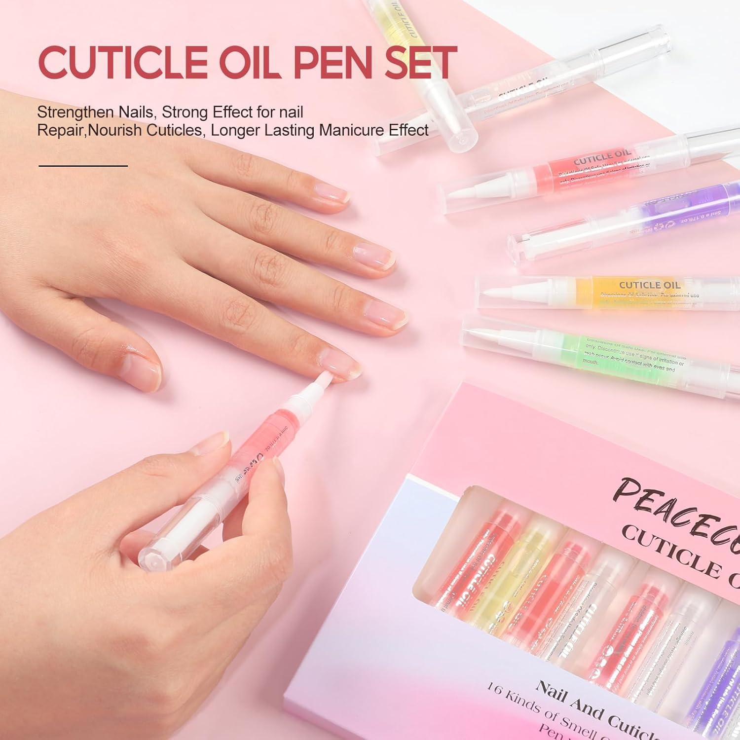 Kit de Cuidado de Uñas Peacecolor 16Pcs Aceite Cutículas