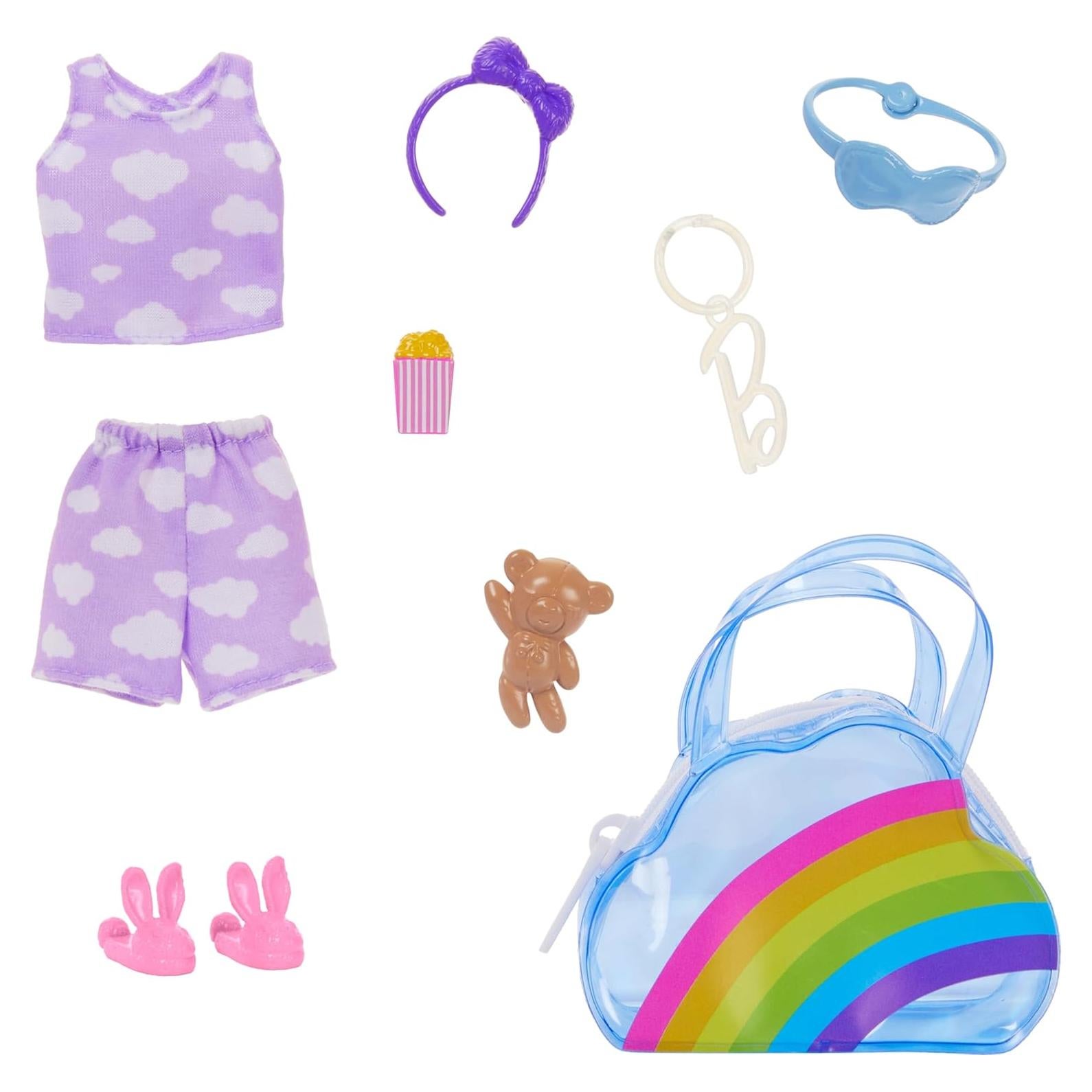 Llavero Bolsa Arcoíris Barbie con Pijamas y Accesorios