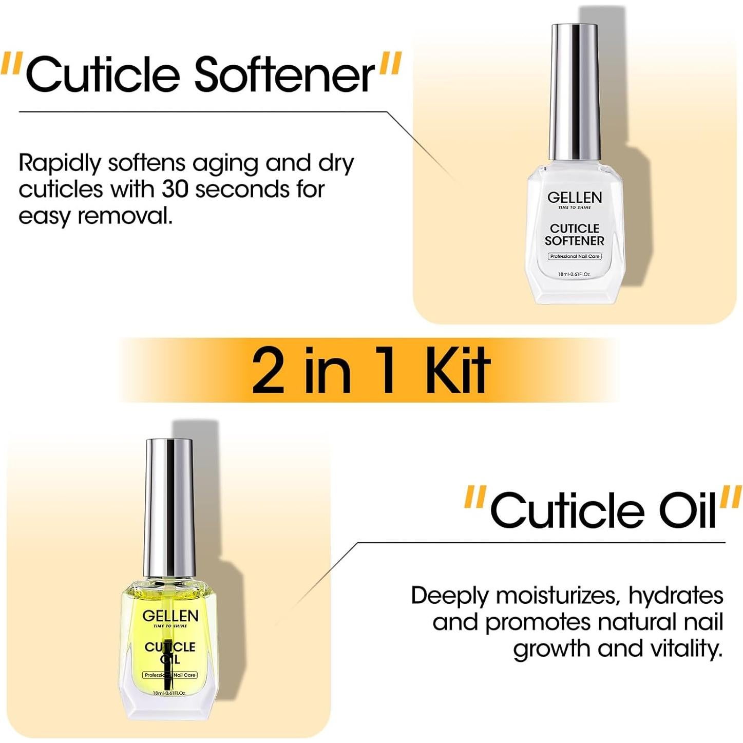 Gellen Kit de Cuidado de Uñas 2 en 1 - Aceite y Suavizante 18ml