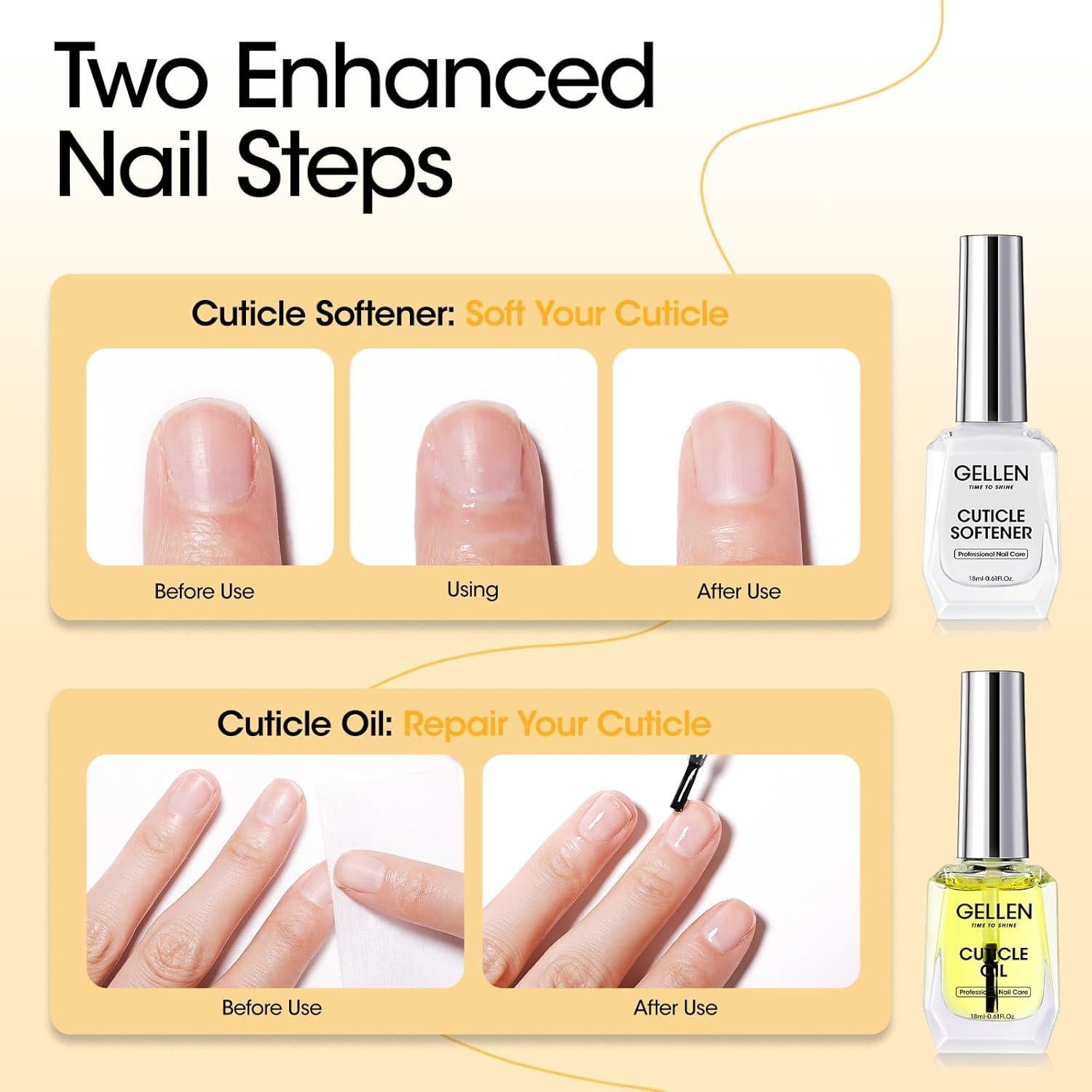 Gellen Kit de Cuidado de Uñas 2 en 1 - Aceite y Suavizante 18ml