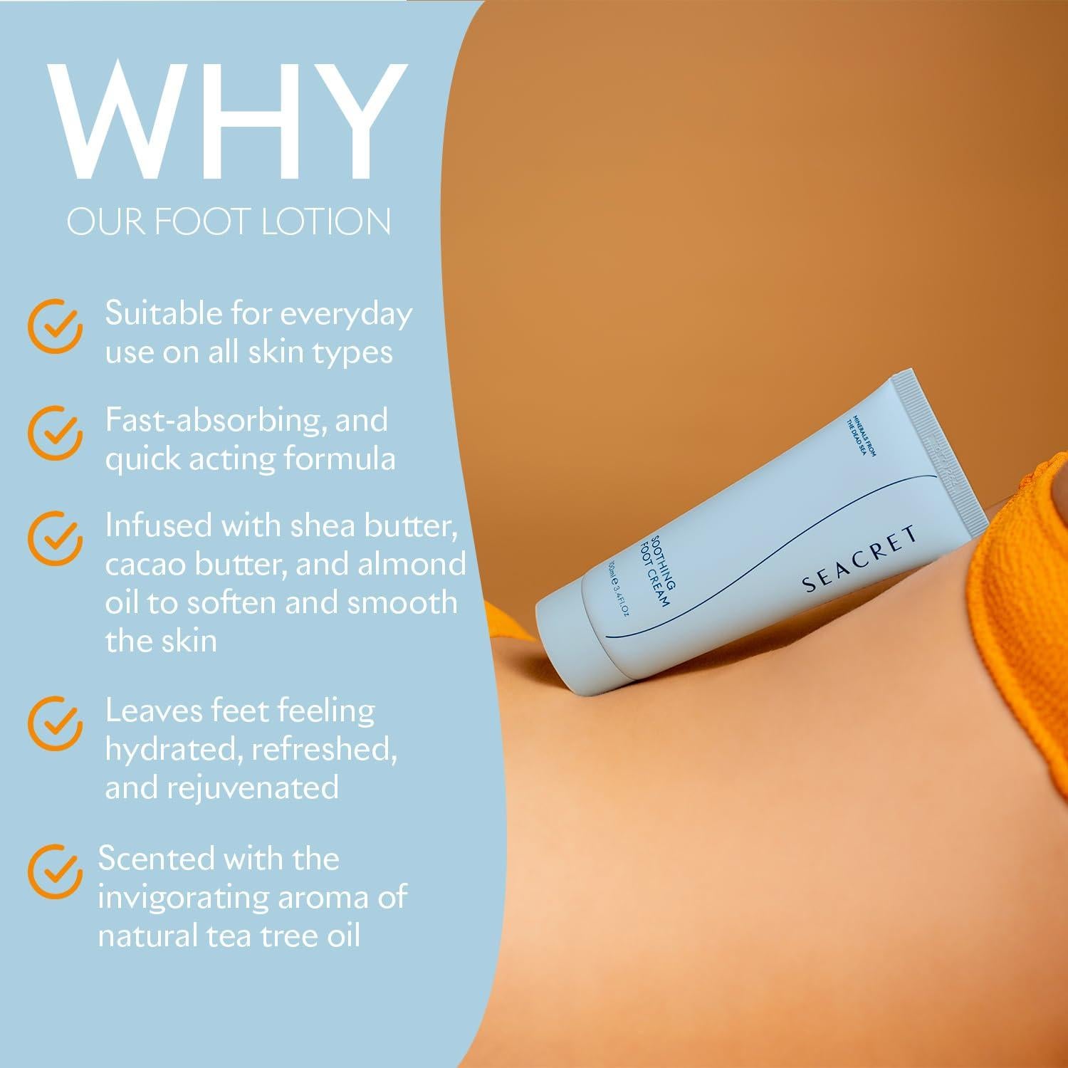 Crema para Pies Seacret 100g - Hidratante con Aceite de Árbol de Té