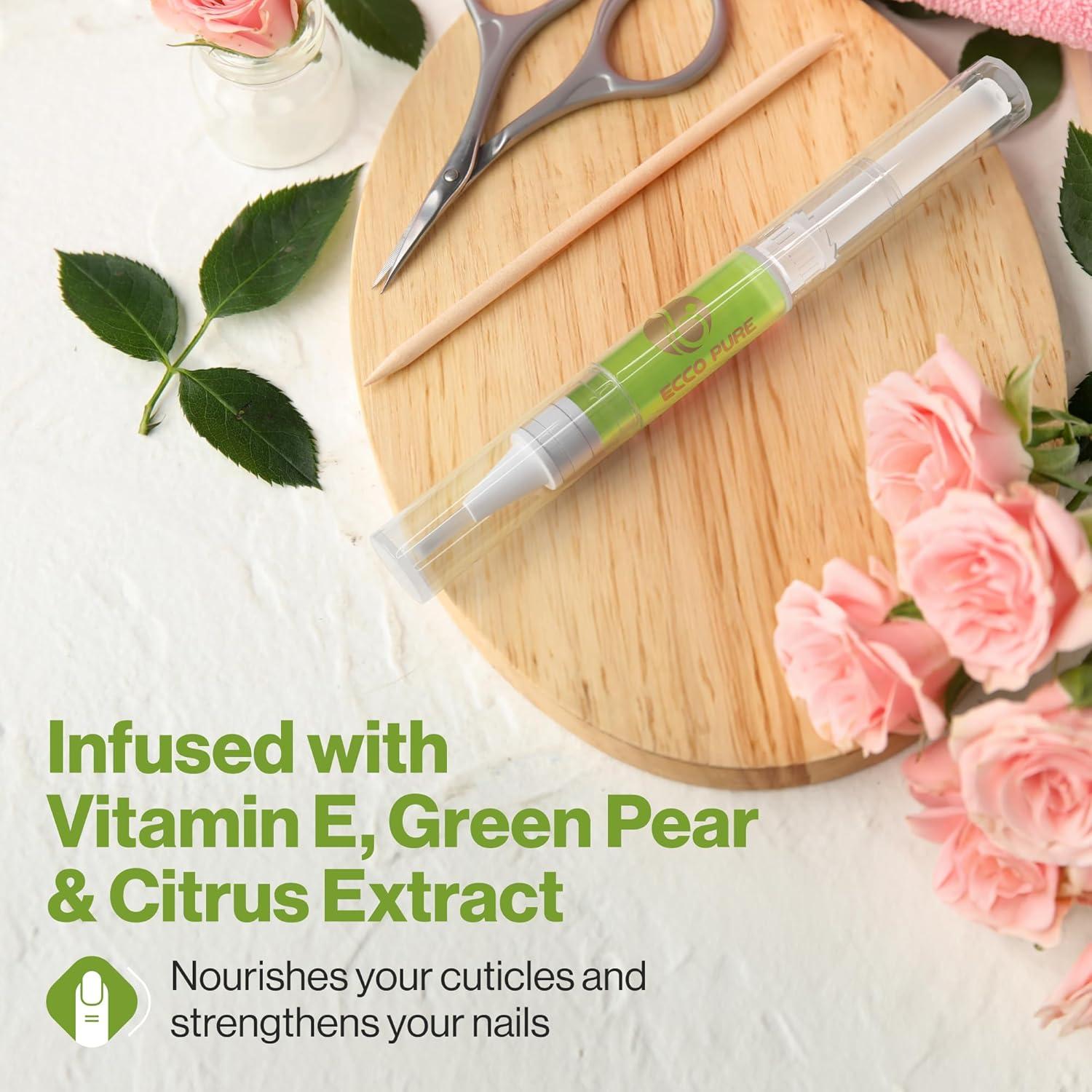 Nail Art Cuticle Protector Pen - Tool for Nail Art and Growth - Manicure & Pedicure Treatment for Brittle Breaking Fingernails (Green Pear & Citrus - 1 Pack)