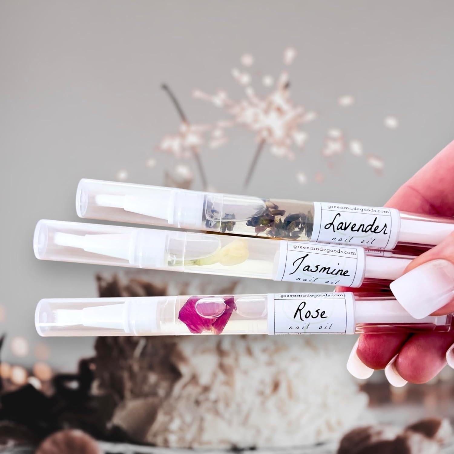 Trío de Aceite para Cutículas Greenmade - Lavanda, Jazmín, Rosa
