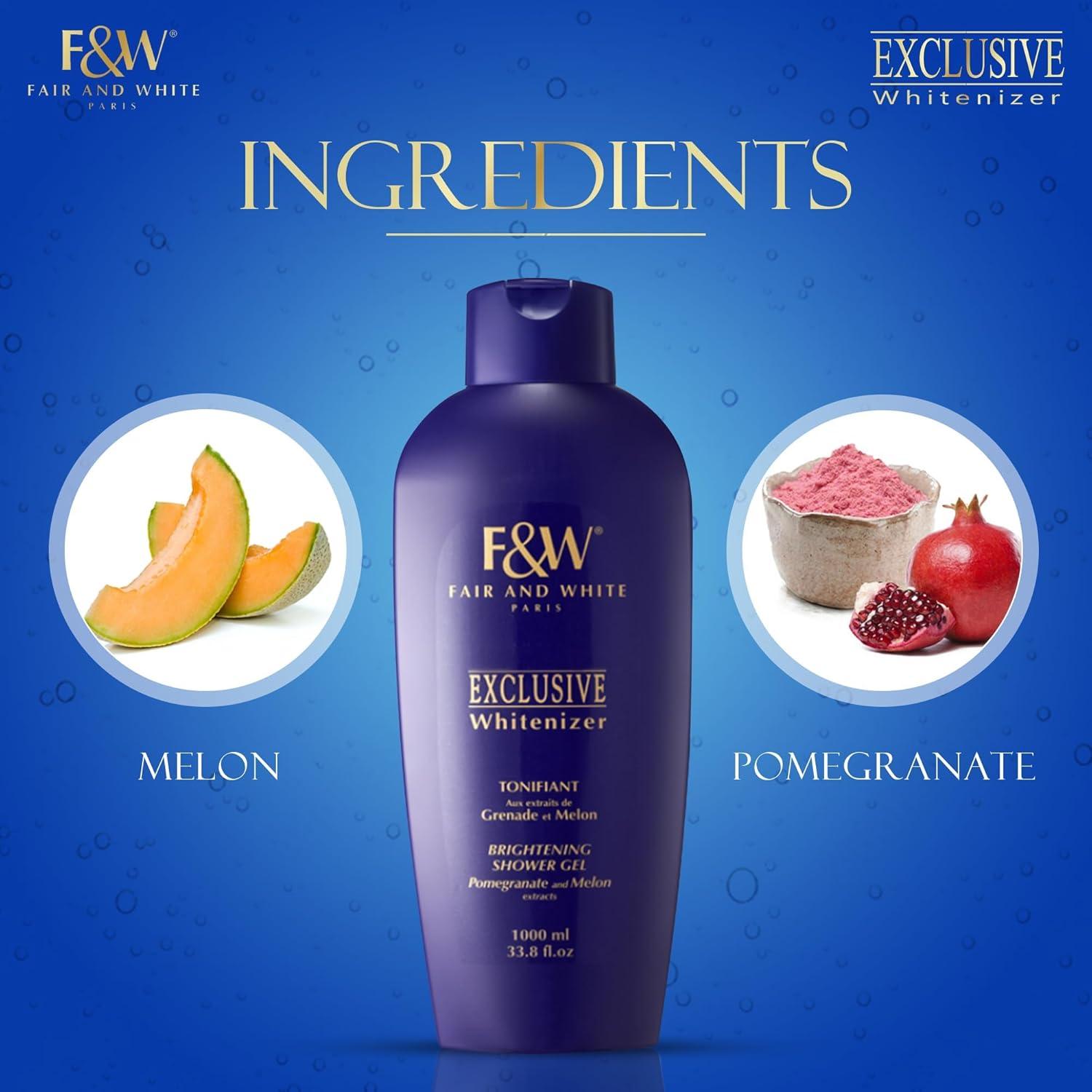 Gel de Ducha Aclarador FAIR & WHITE 1000ml - Extractos de Melón y Granada