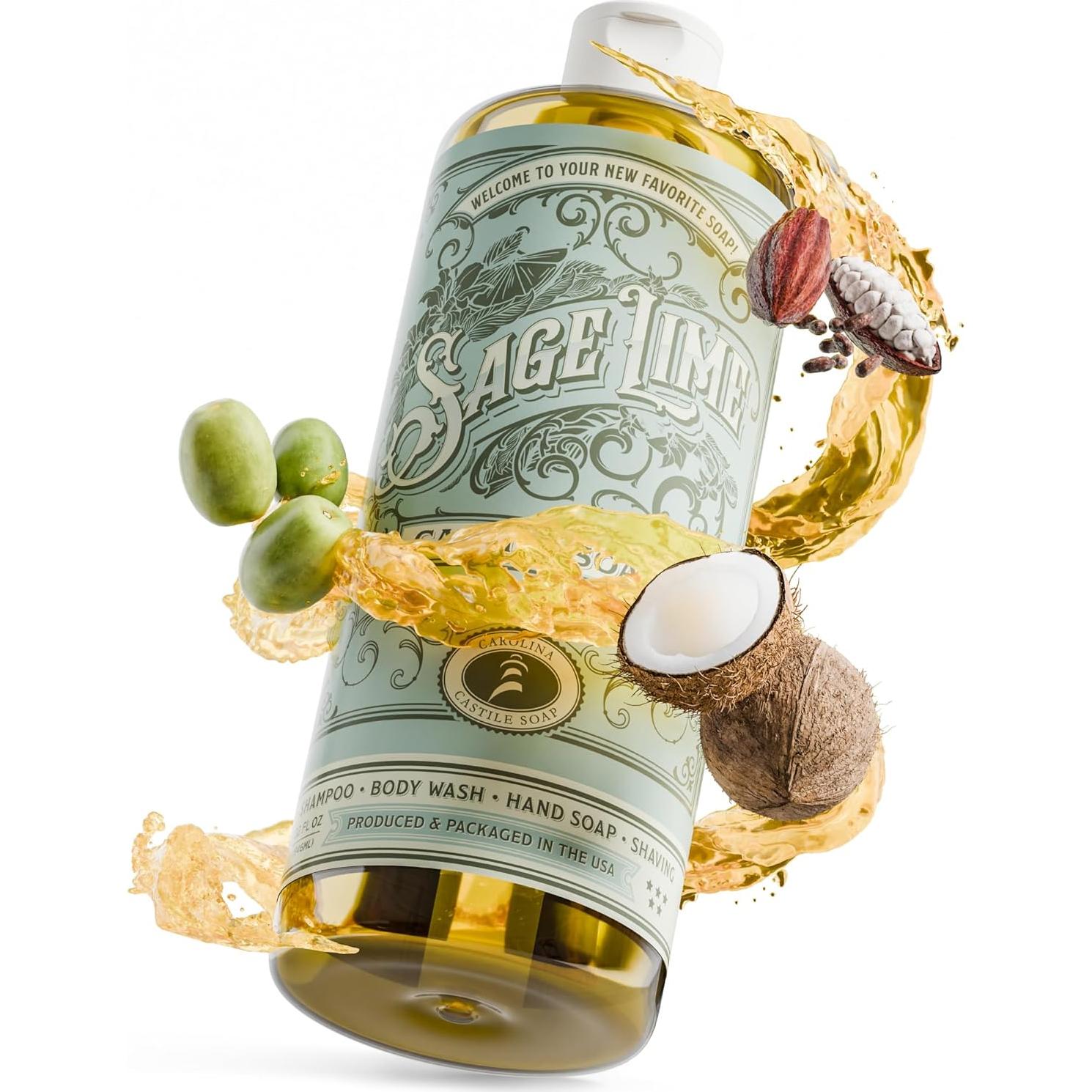 Jabón Líquido Orgánico de Castile Salvia Lima 500ml - Suave