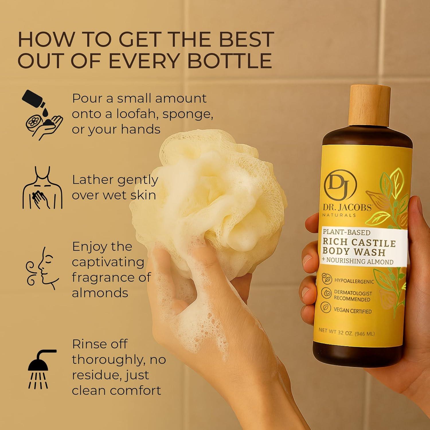 Jabón Corporal Natural Dr. Jacobs 32 oz Almendra Hidratante