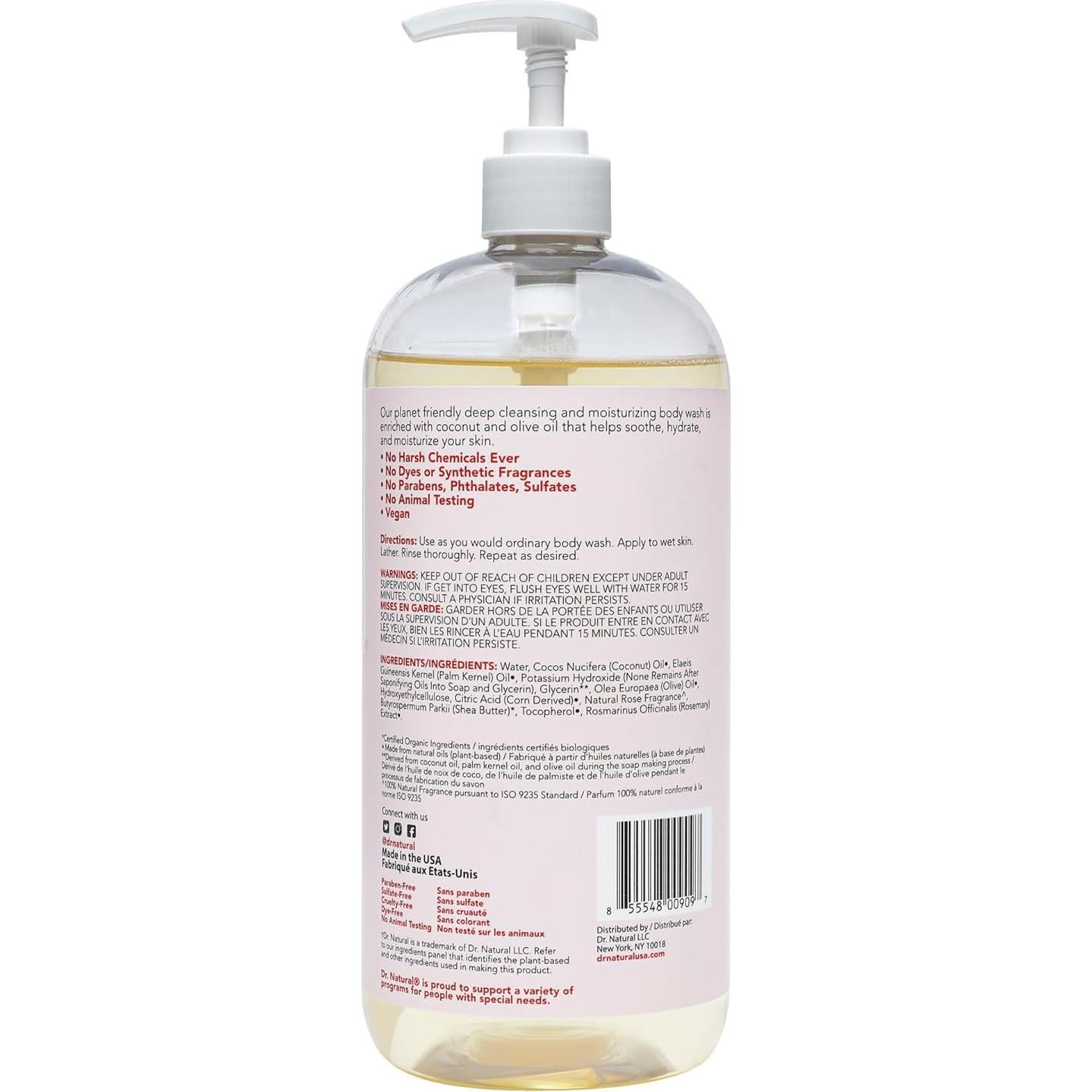 Gel de Ducha Hidratante Dr. Natural 0.95 L Rosa Orgánico