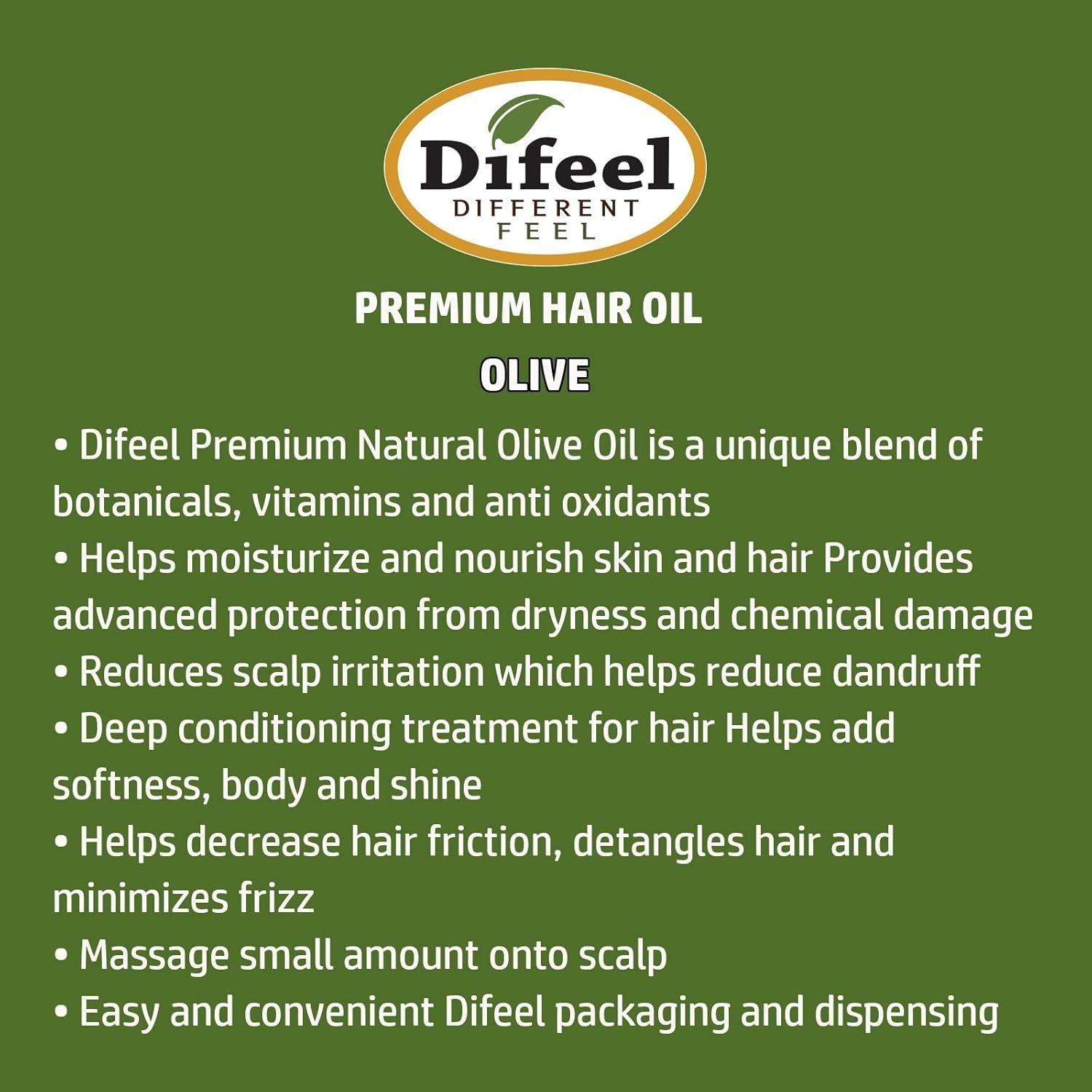 Aceite Natural para Cabello Difeel - Oliva 70 ml (Paquete de 6)