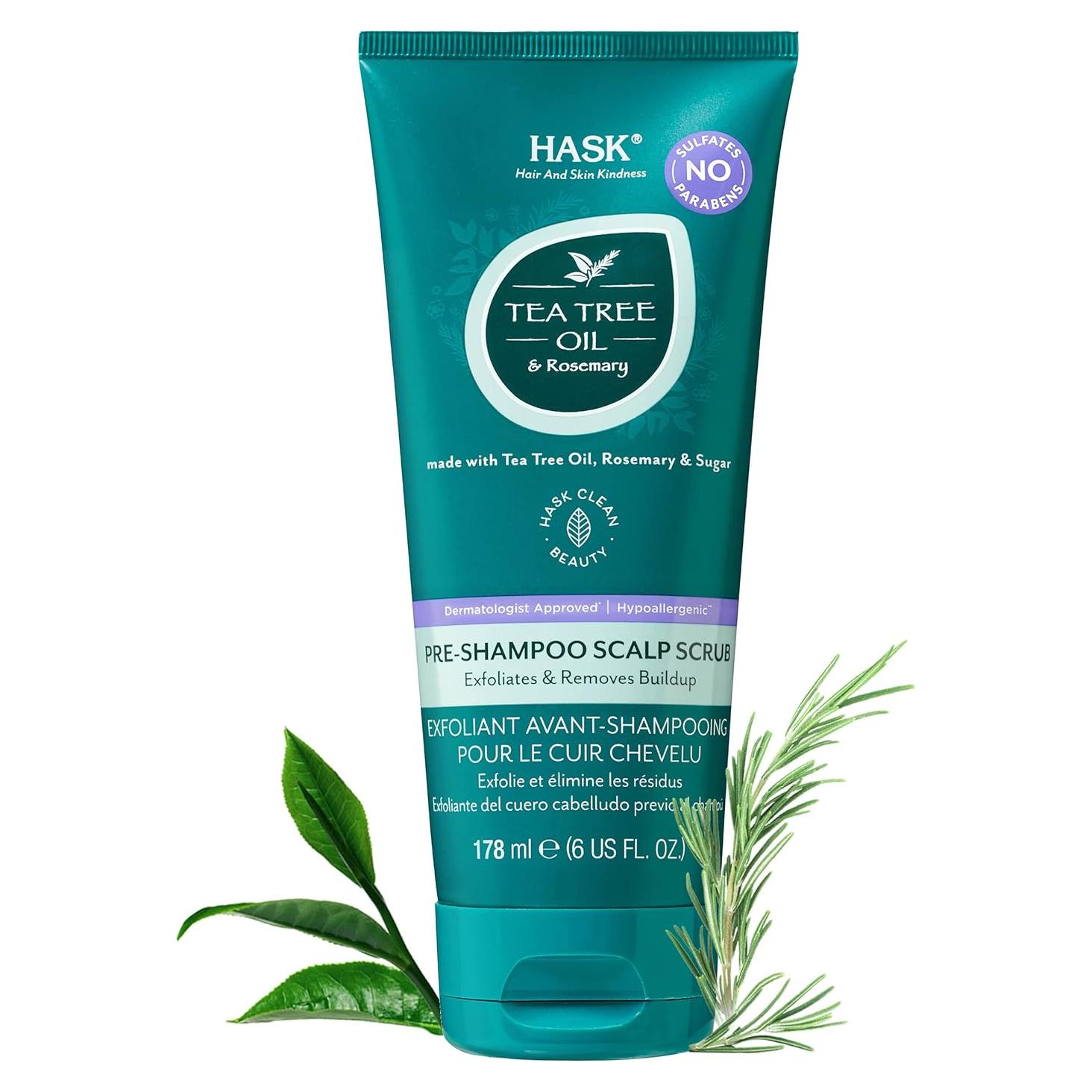 Exfoliante para Cuero Cabelludo Hask con Aceite de Árbol de Té y Romero 170 g