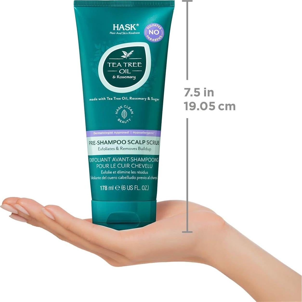 Exfoliante para Cuero Cabelludo Hask con Aceite de Árbol de Té y Romero 170 g
