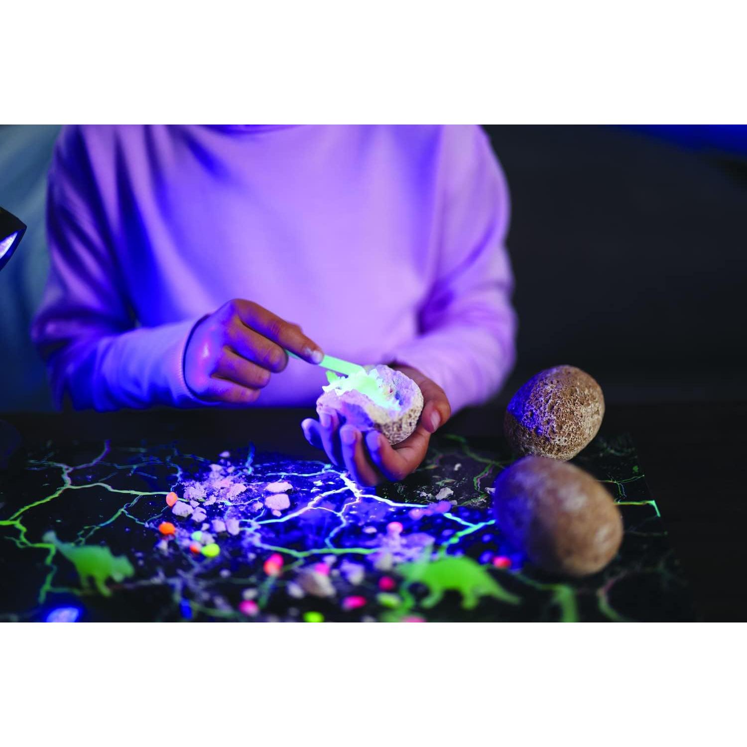 MindWare Dig It Up Glow in The Dark Dinosaurs – STEM Dig Kit for Kids, Includes 8 Dinosaur Excavation Projects That Really Glow, Ages 4+