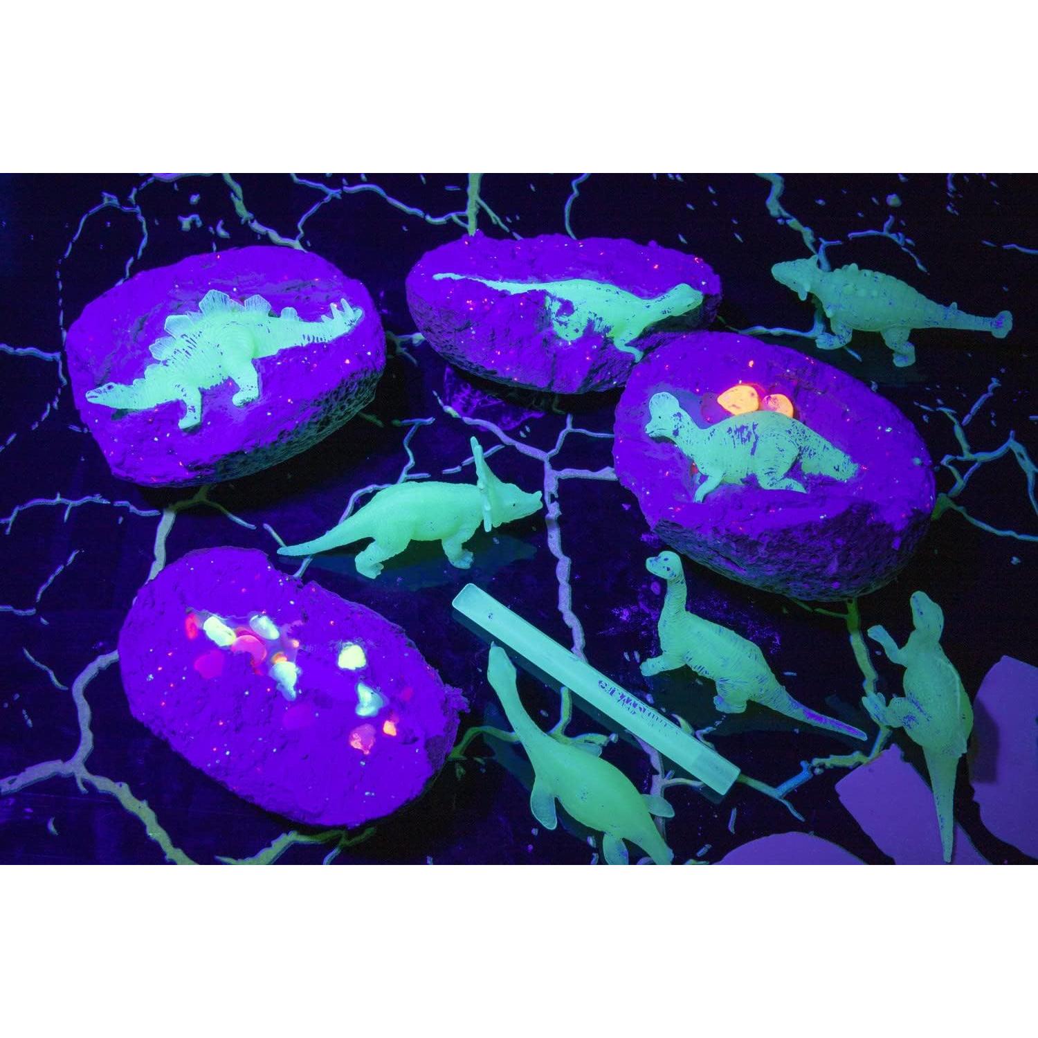 MindWare Dig It Up Glow in The Dark Dinosaurs – STEM Dig Kit for Kids, Includes 8 Dinosaur Excavation Projects That Really Glow, Ages 4+