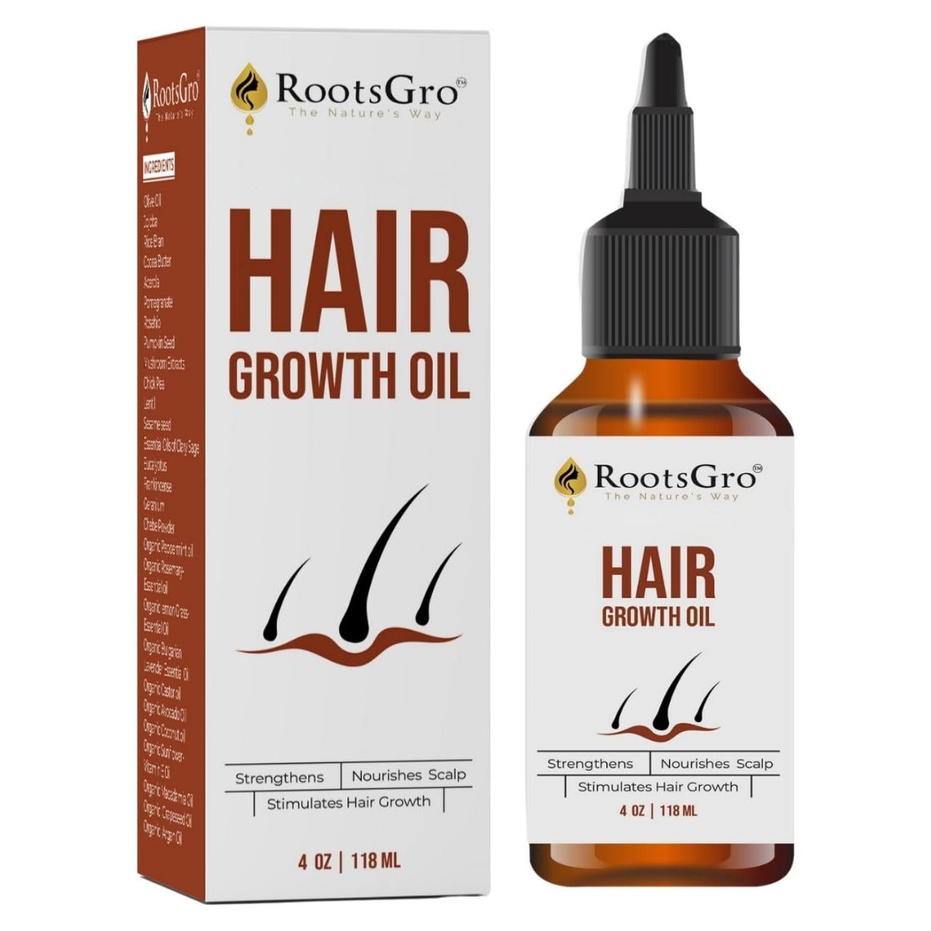 Aceite para el Cabello RootsGro 113g - Mezcla de 30 Aceites Esenciales