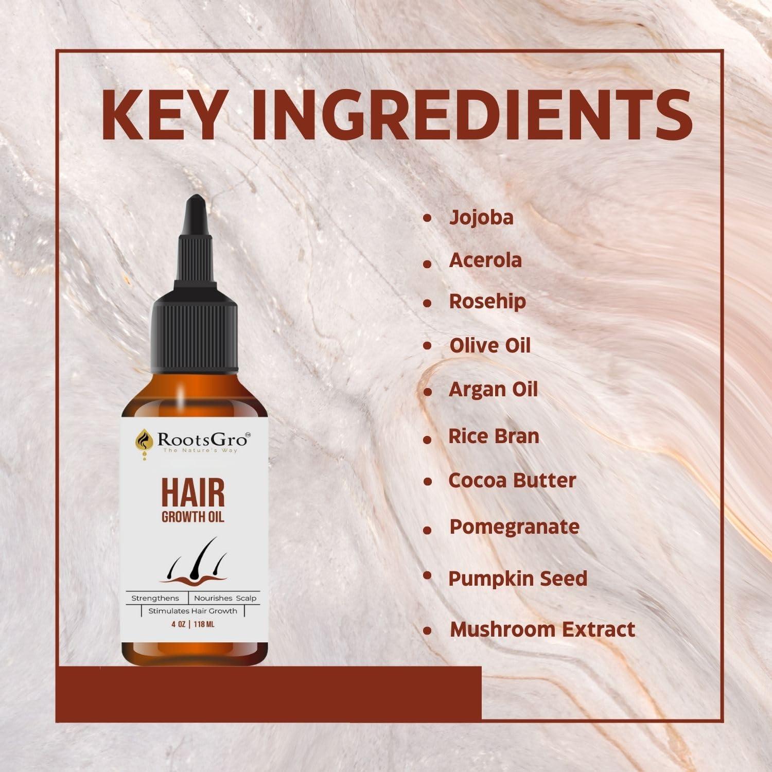 Aceite para el Cabello RootsGro 113g - Mezcla de 30 Aceites Esenciales