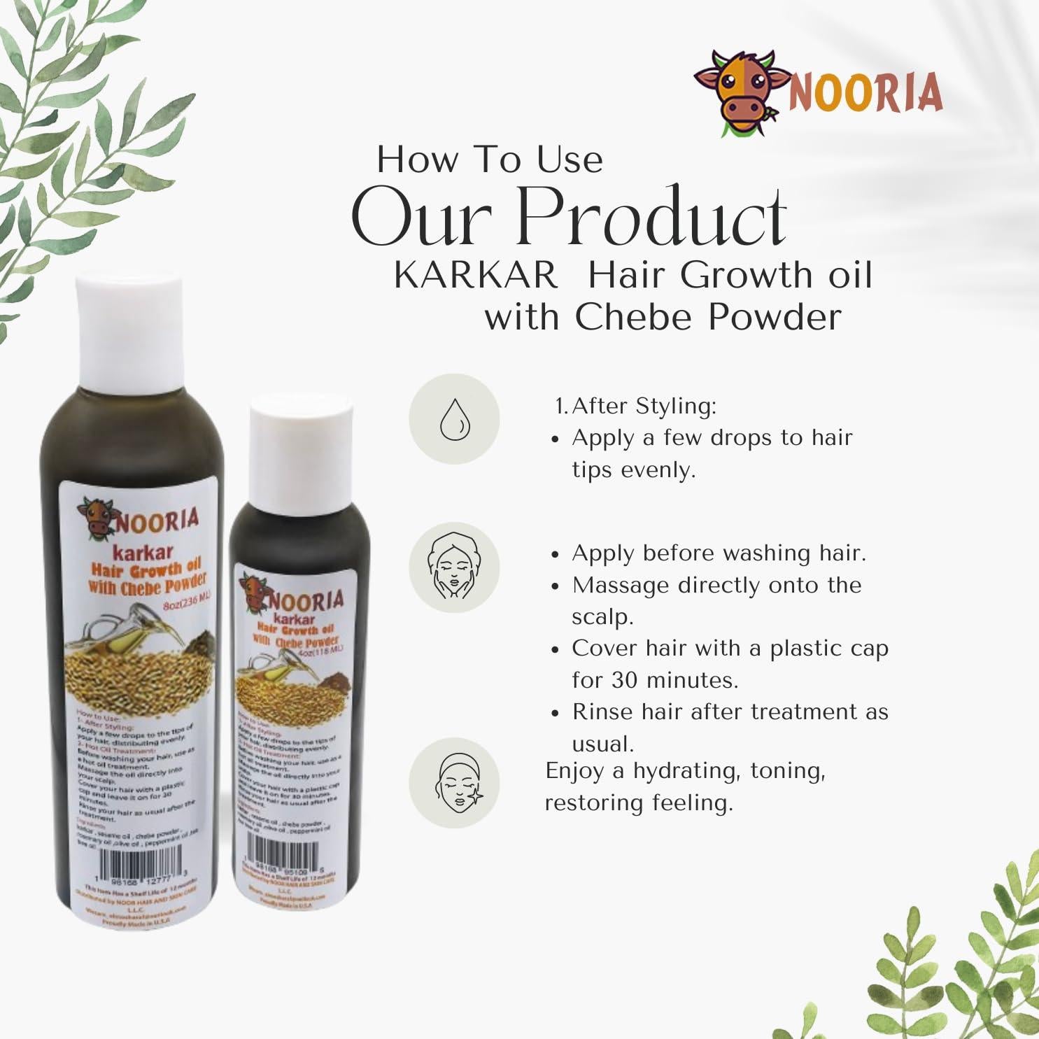 Aceite de Crecimiento Capilar Karkar NOORIA 113.4 g Hidratante