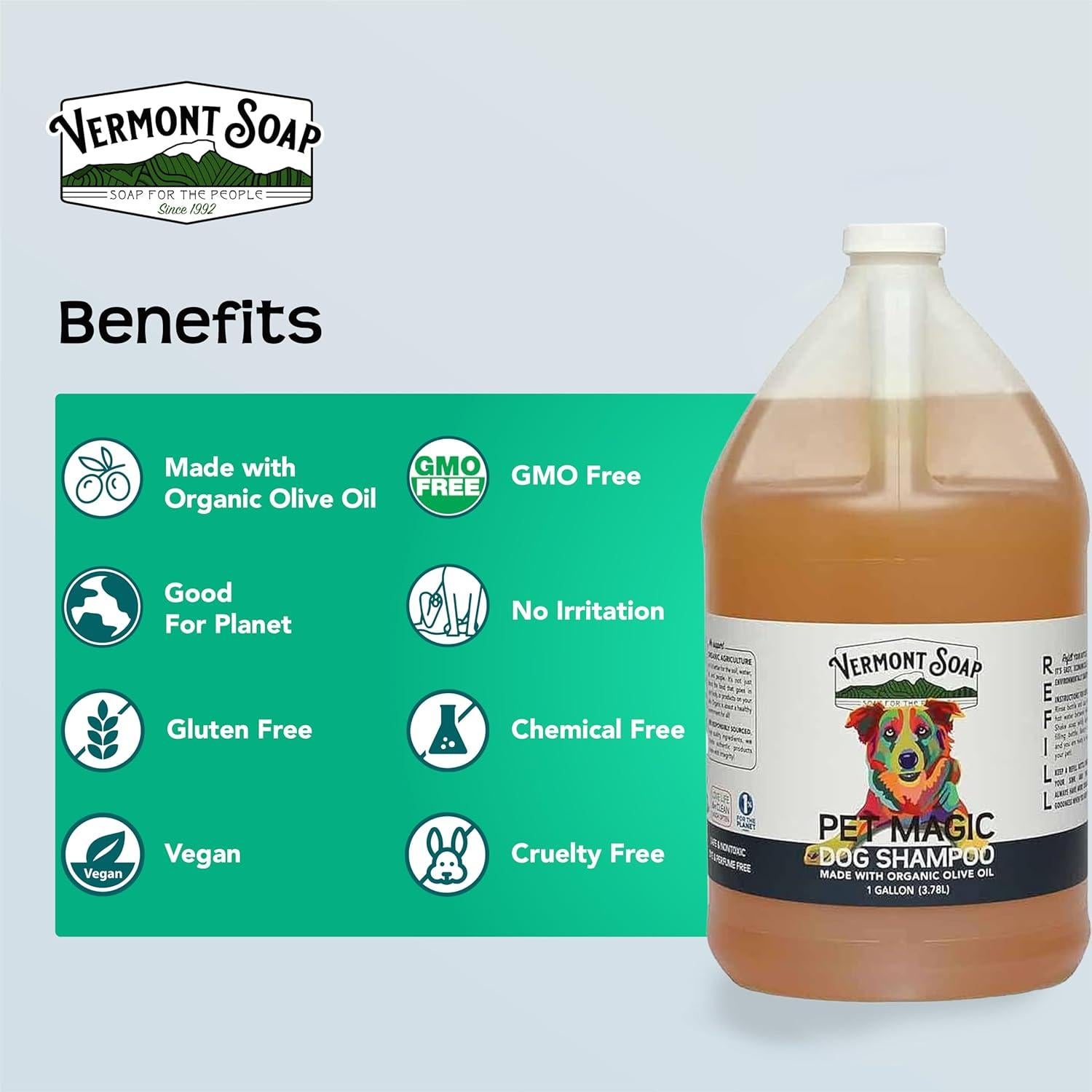 Champú Natural para Perros Vermont Soap 3.78L - Piel Sensible