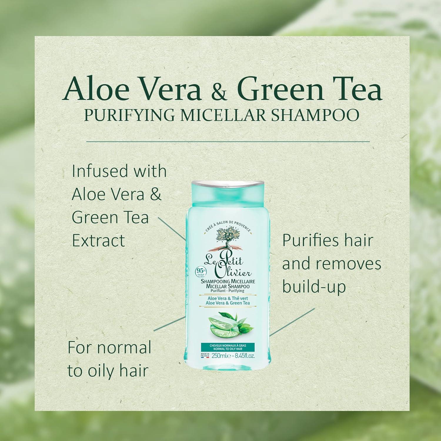 Champú Micelar Purificante Le Petit Olivier 240 ml - Aloe Vera y Té Verde