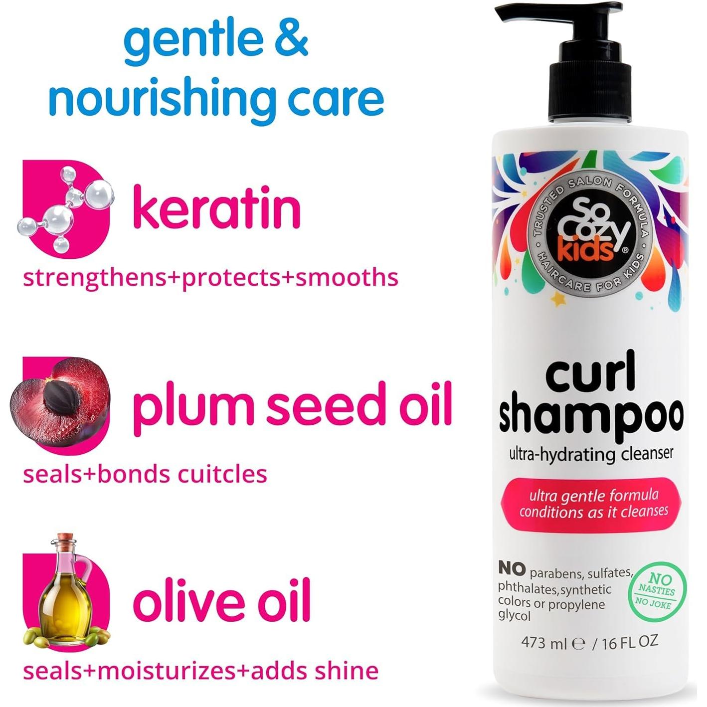 Champú SoCozy Curl para Niños 473ml Hidratante Rizado