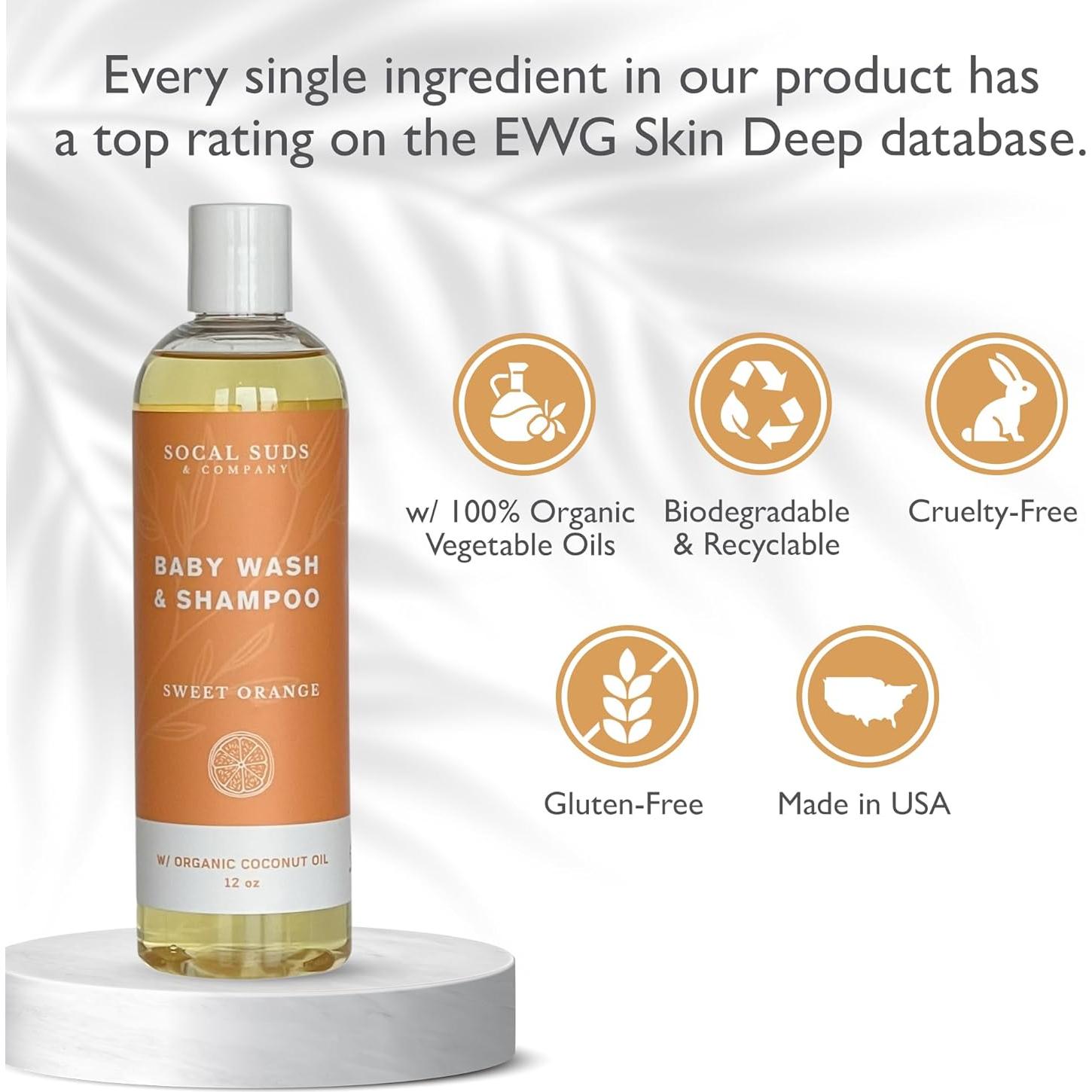 Champú y Gel de Baño para Bebés SoCal Suds 2-en-1 Naranja Dulce 354ml