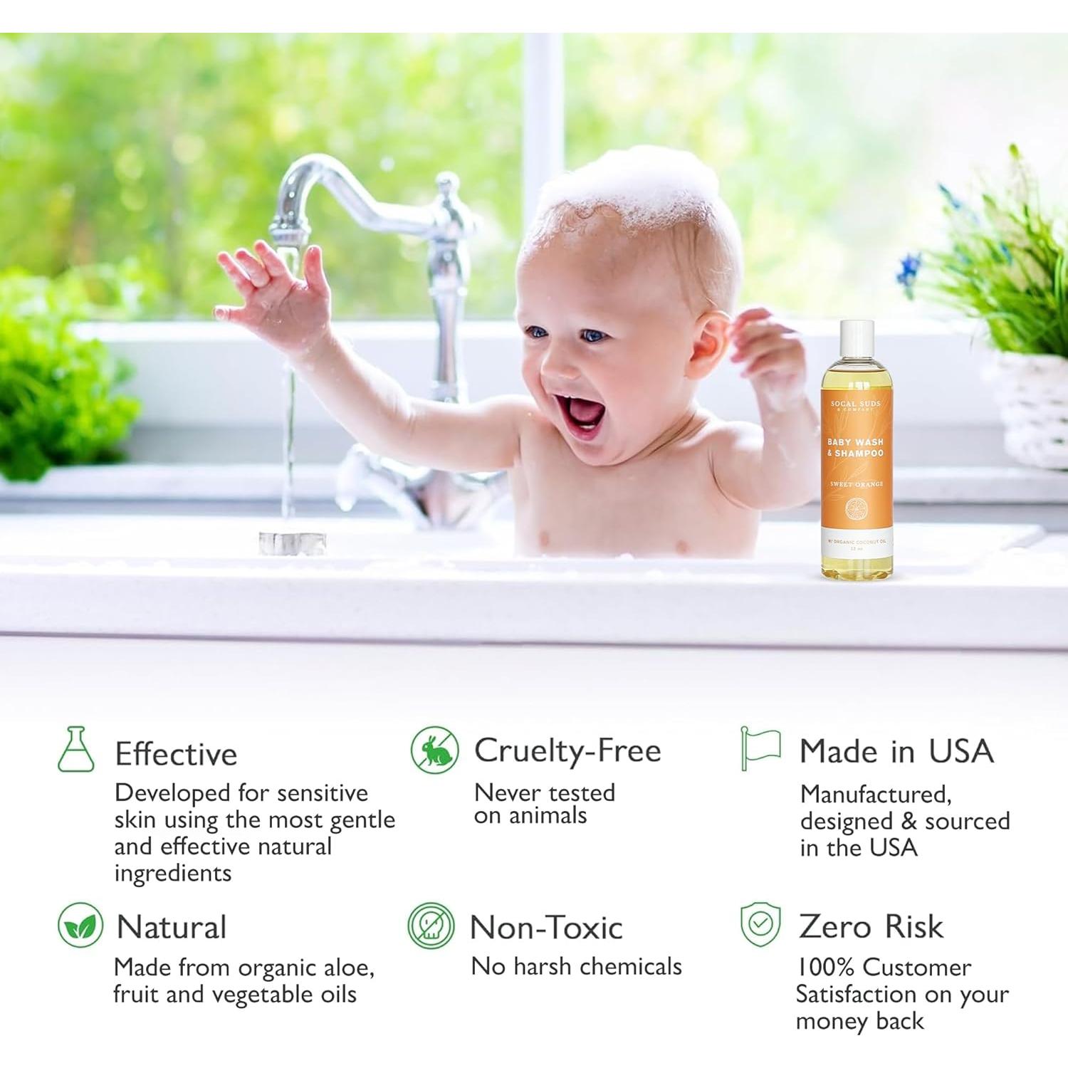 Champú y Gel de Baño para Bebés SoCal Suds 2-en-1 Naranja Dulce 354ml