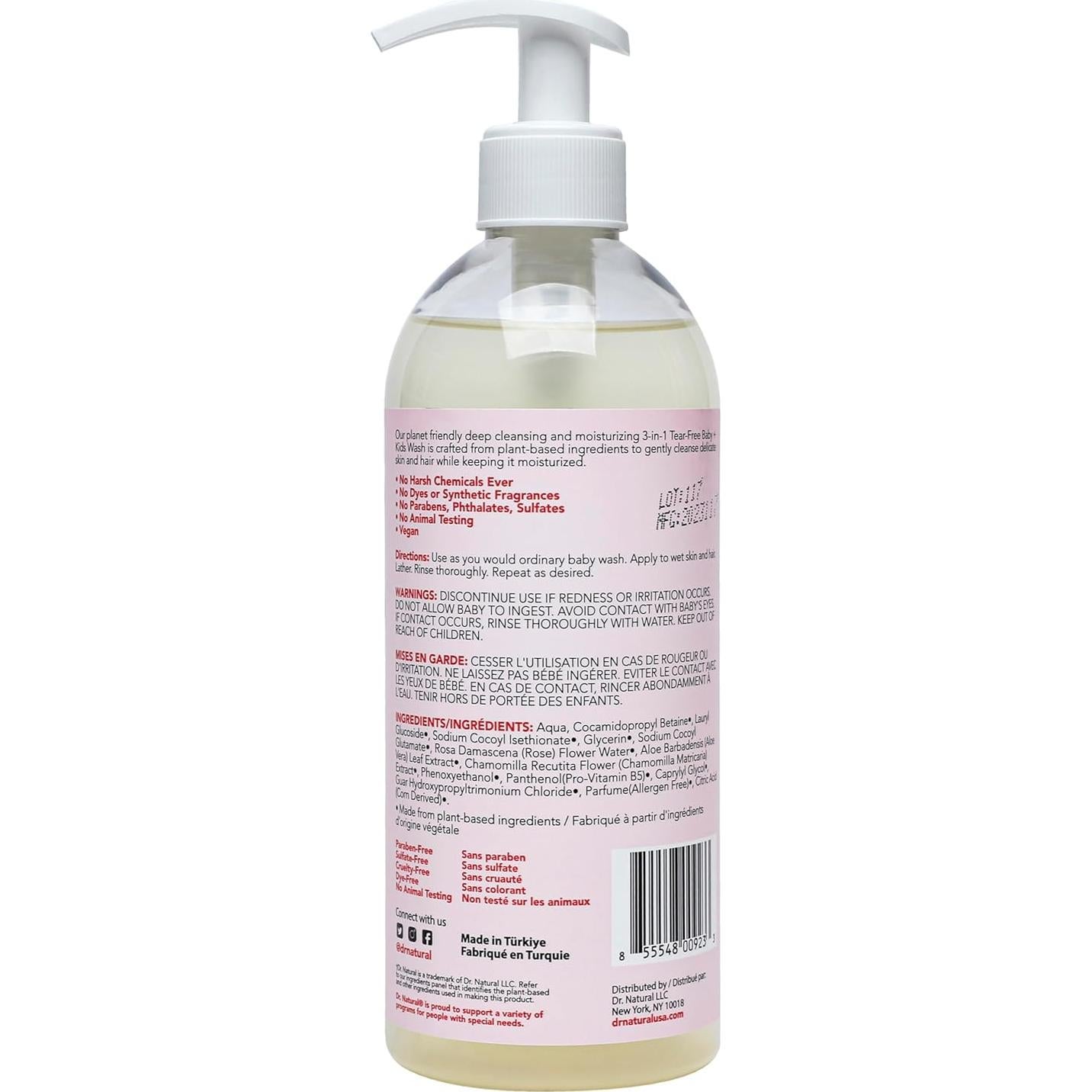 Jabón 3-en-1 Sin Lagrimas Dr. Natural 473ml para Bebés