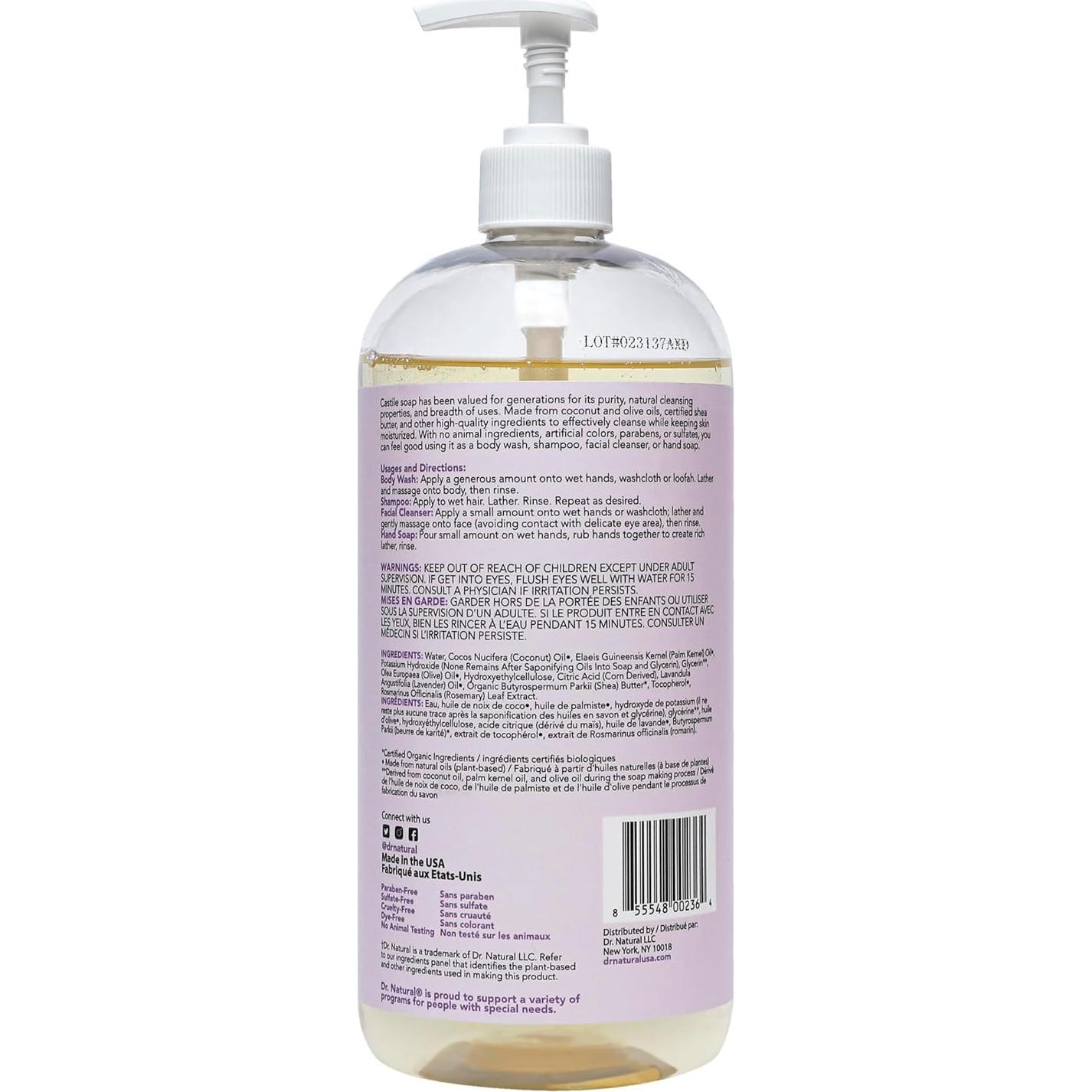 Jabón Líquido Multiusos Dr. Natural Lavanda 0.95 L - Orgánico