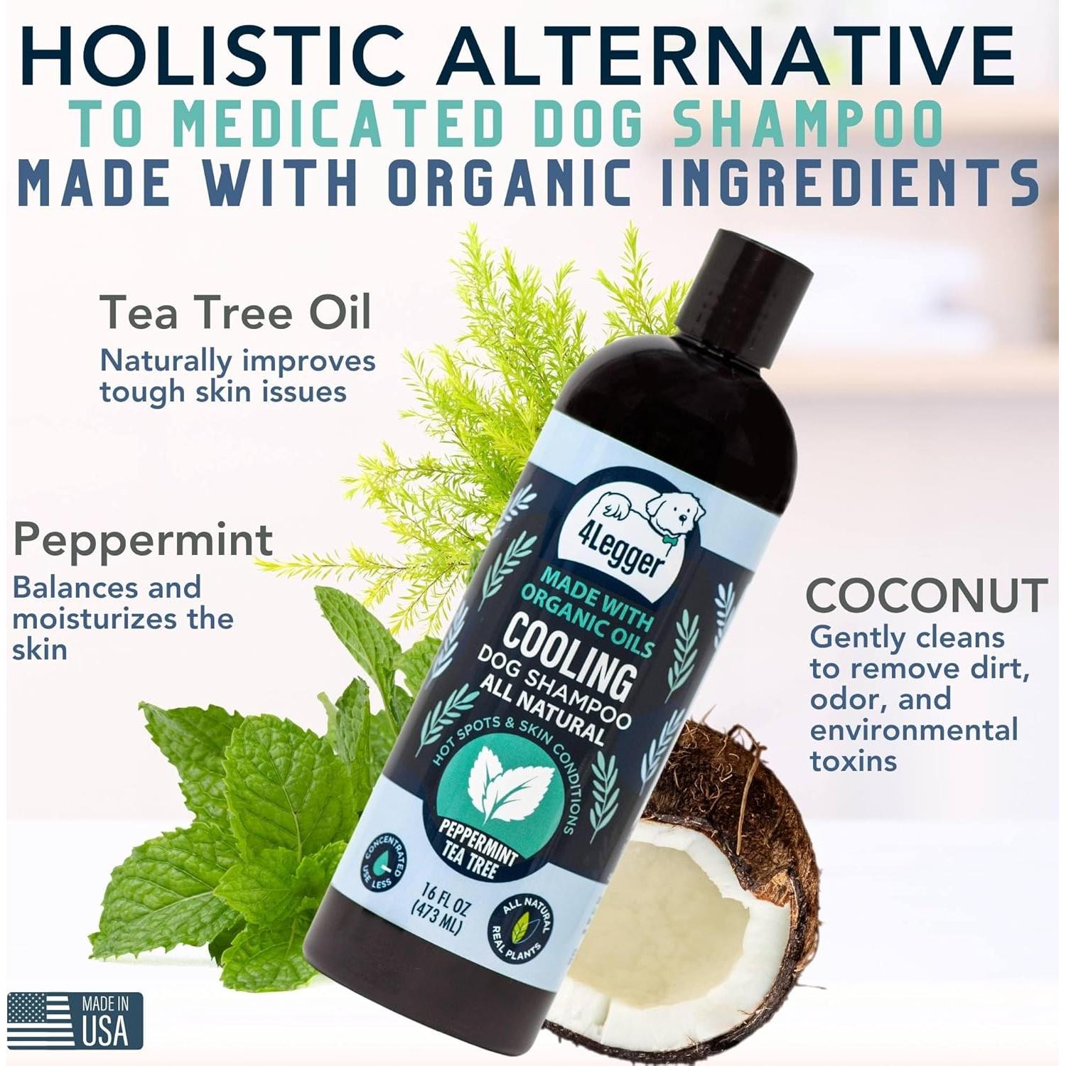 Champú Orgánico para Perros 4-Legger 16 oz Menta y Árbol de Té