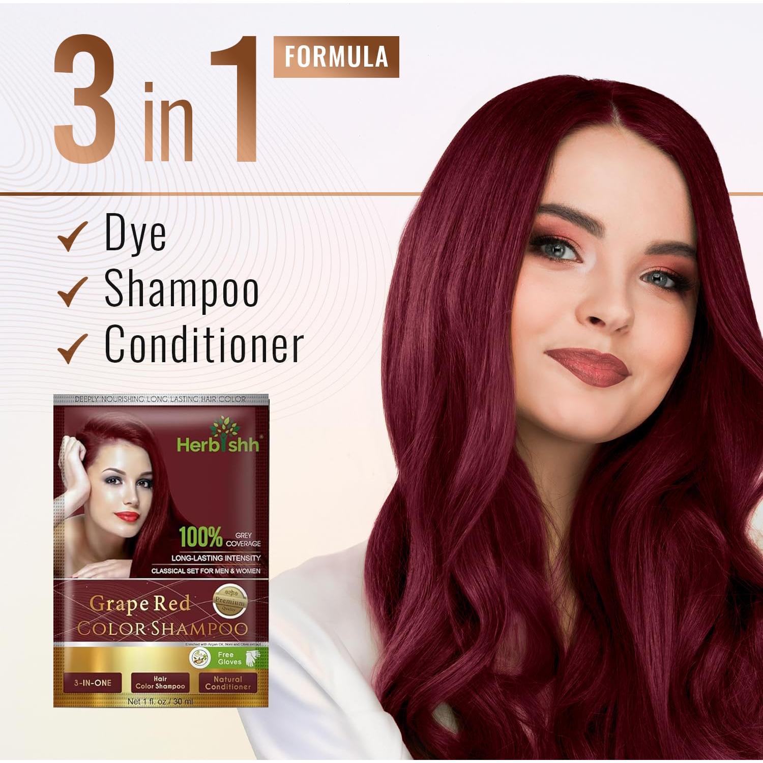 Mascarilla de Cabello Herbishh - Tinte Natural Rojo Uva 30ml