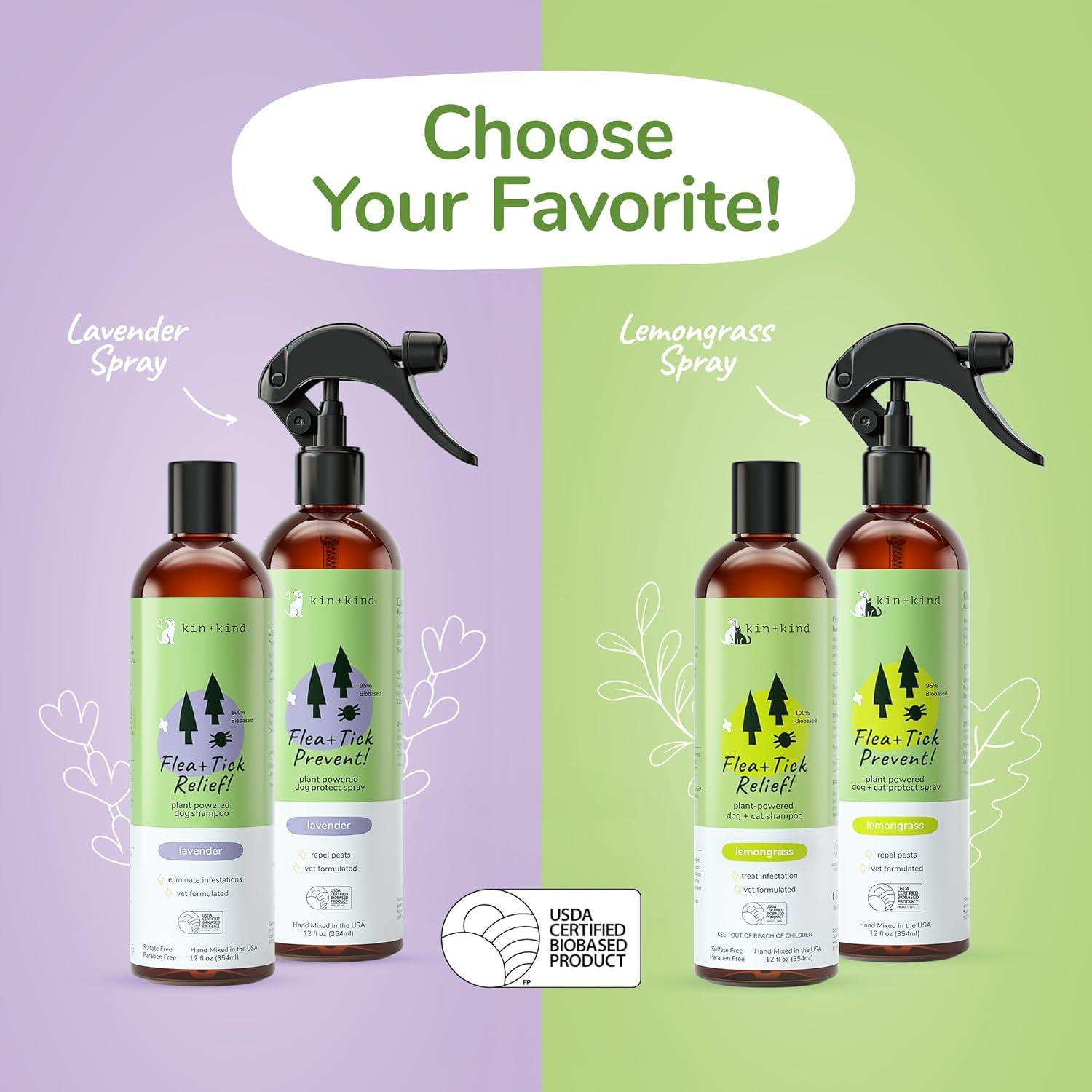 Set Champú y Spray para Pulgas y Garrapatas kin+kind 340g