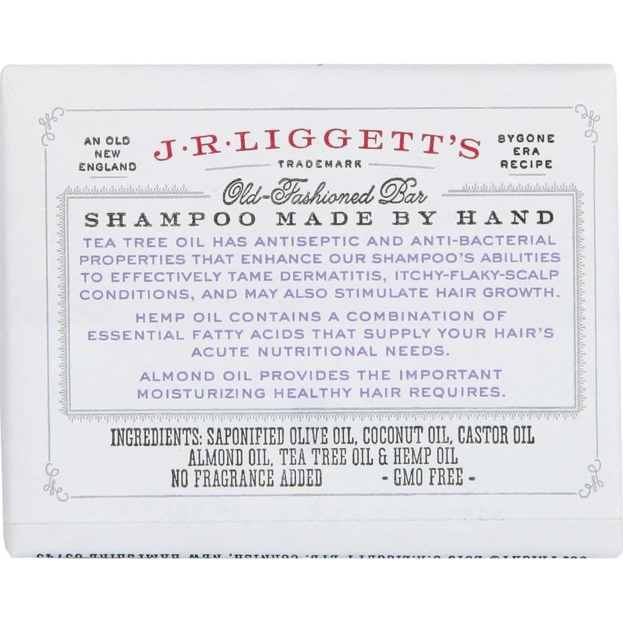 Champú Sólido Natural J.R. LIGGETT'S 99.22 g - Aceite de Árbol de Té