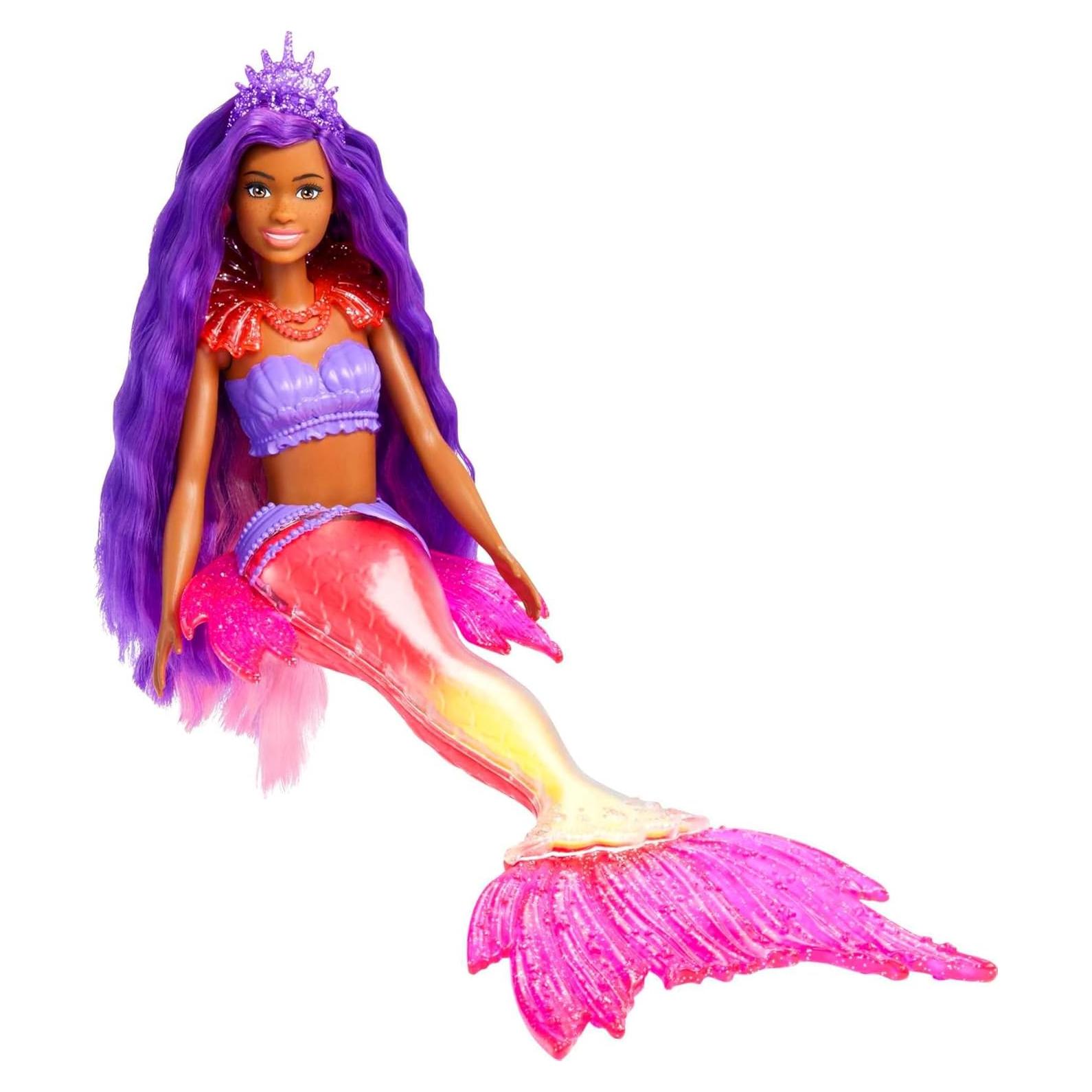 Muñeca Barbie Sirena Poder Brooklyn con Mascota Fénix y Accesorios