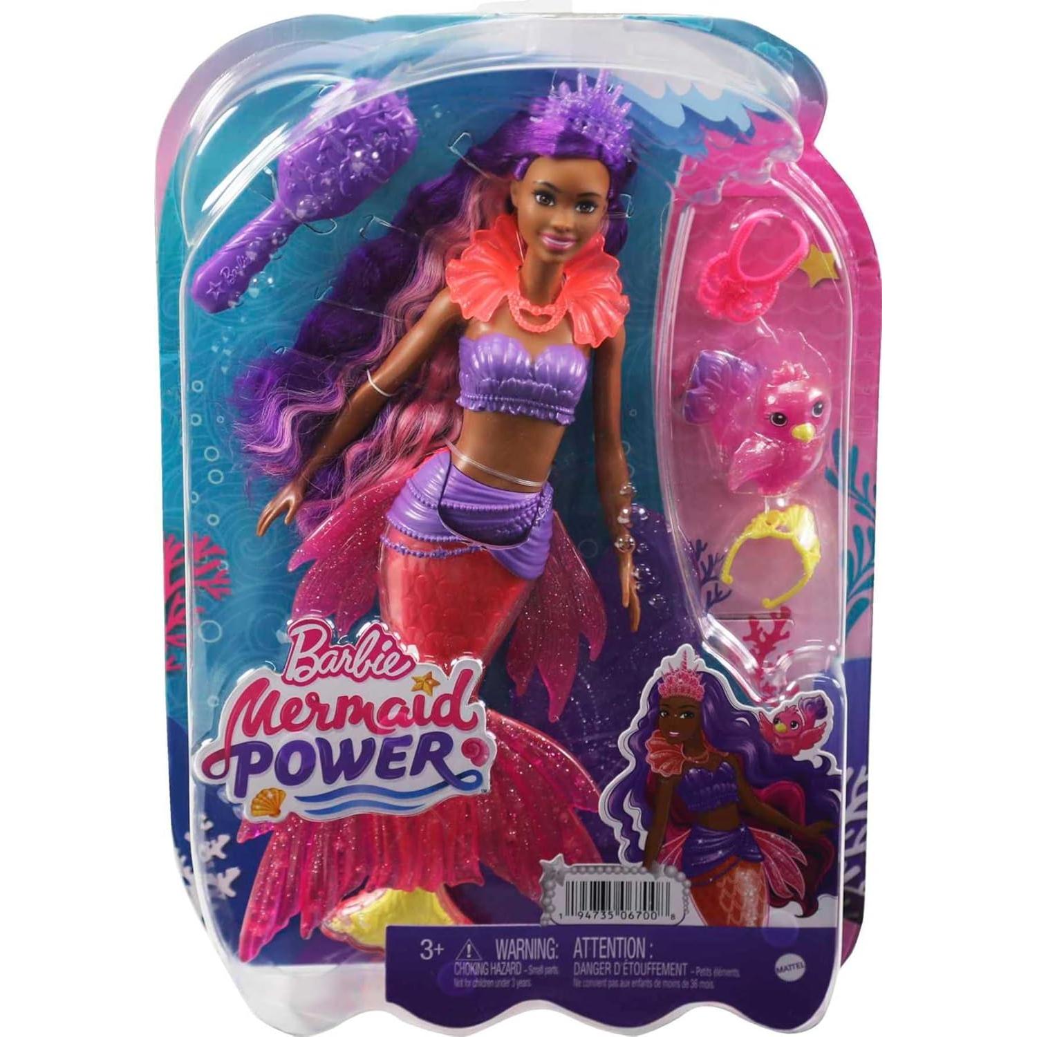 Muñeca Barbie Sirena Poder Brooklyn con Mascota Fénix y Accesorios
