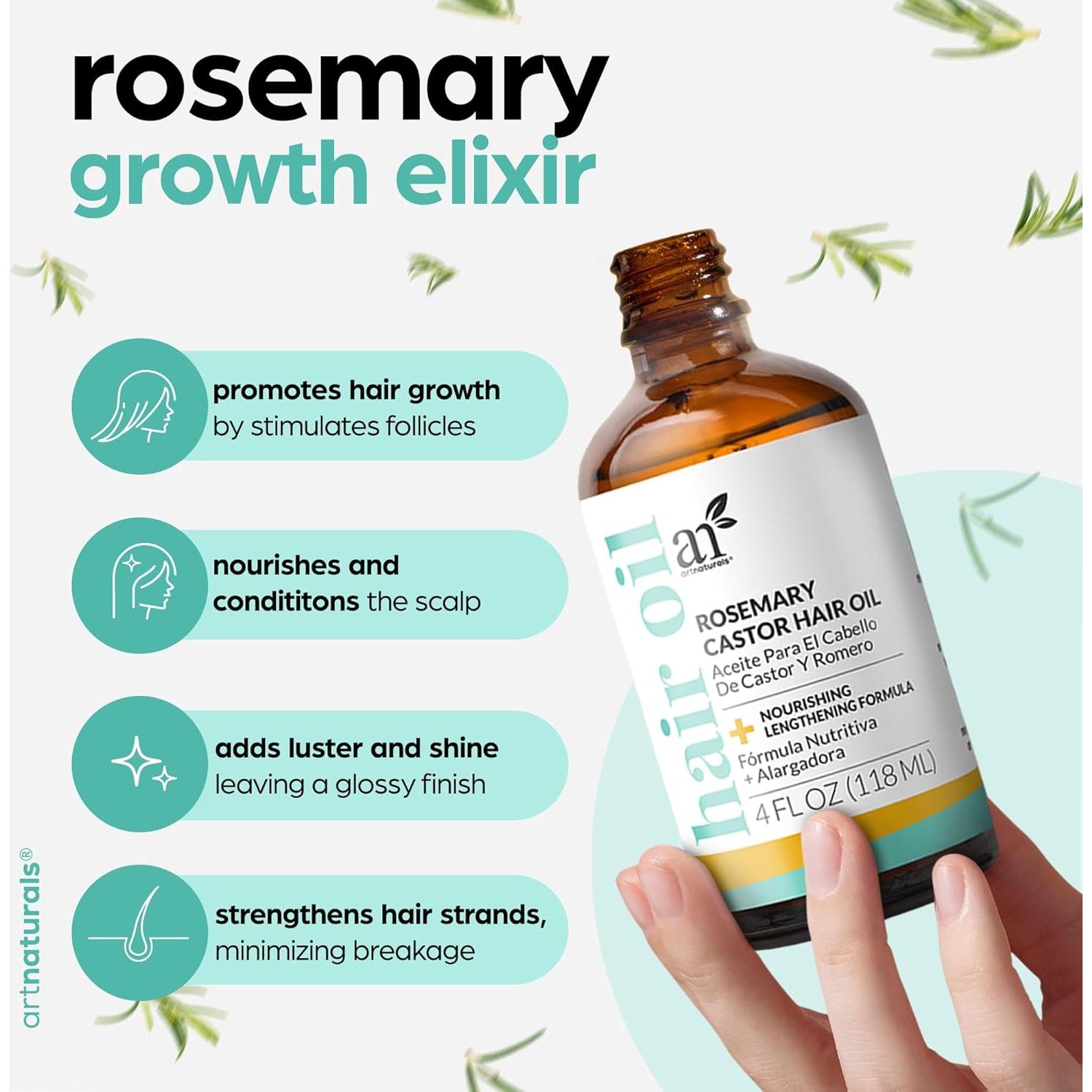 Aceite de Crecimiento Capilar ArtNaturals Romero y Ricino 113.4 ml