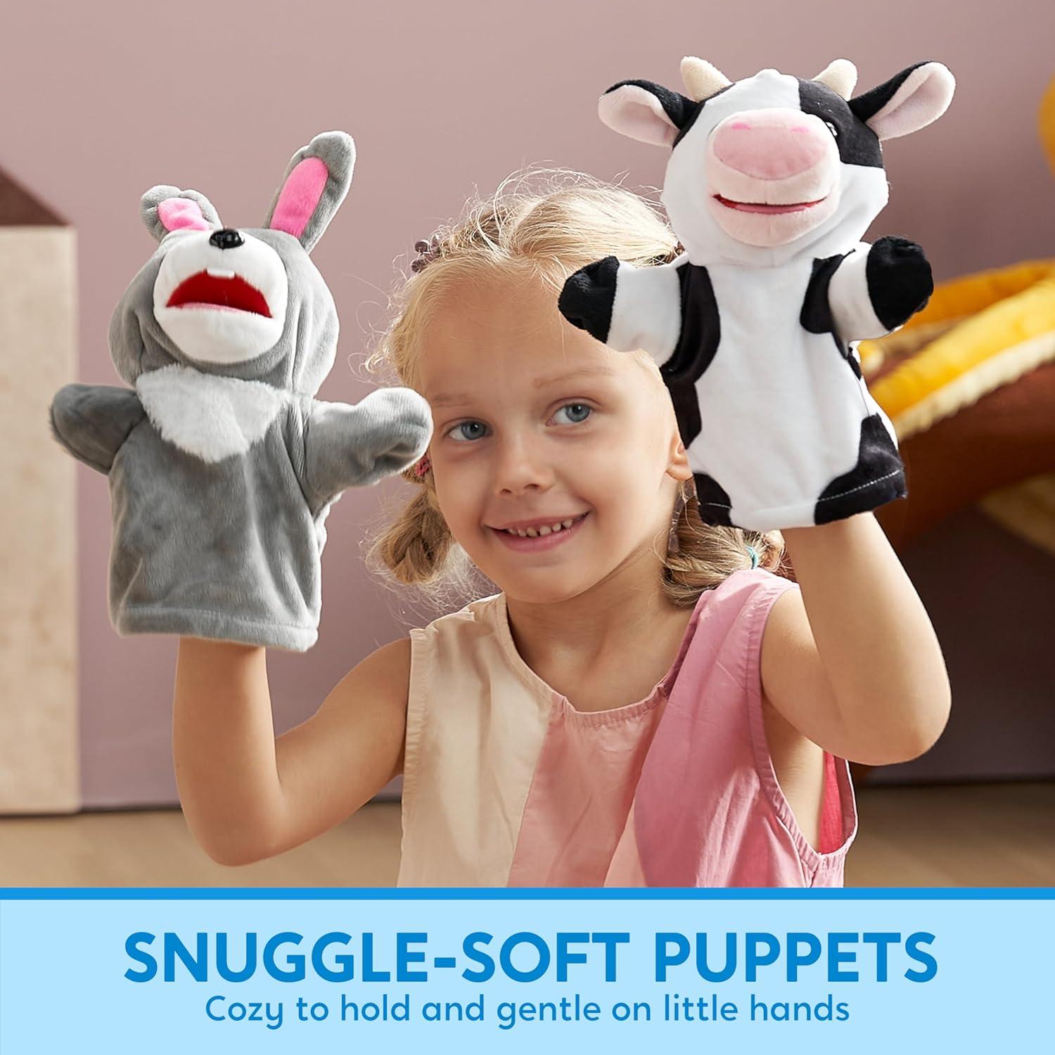 Set de 6 Marionetas de Mano JOYIN + Elefante Musical para Bebés