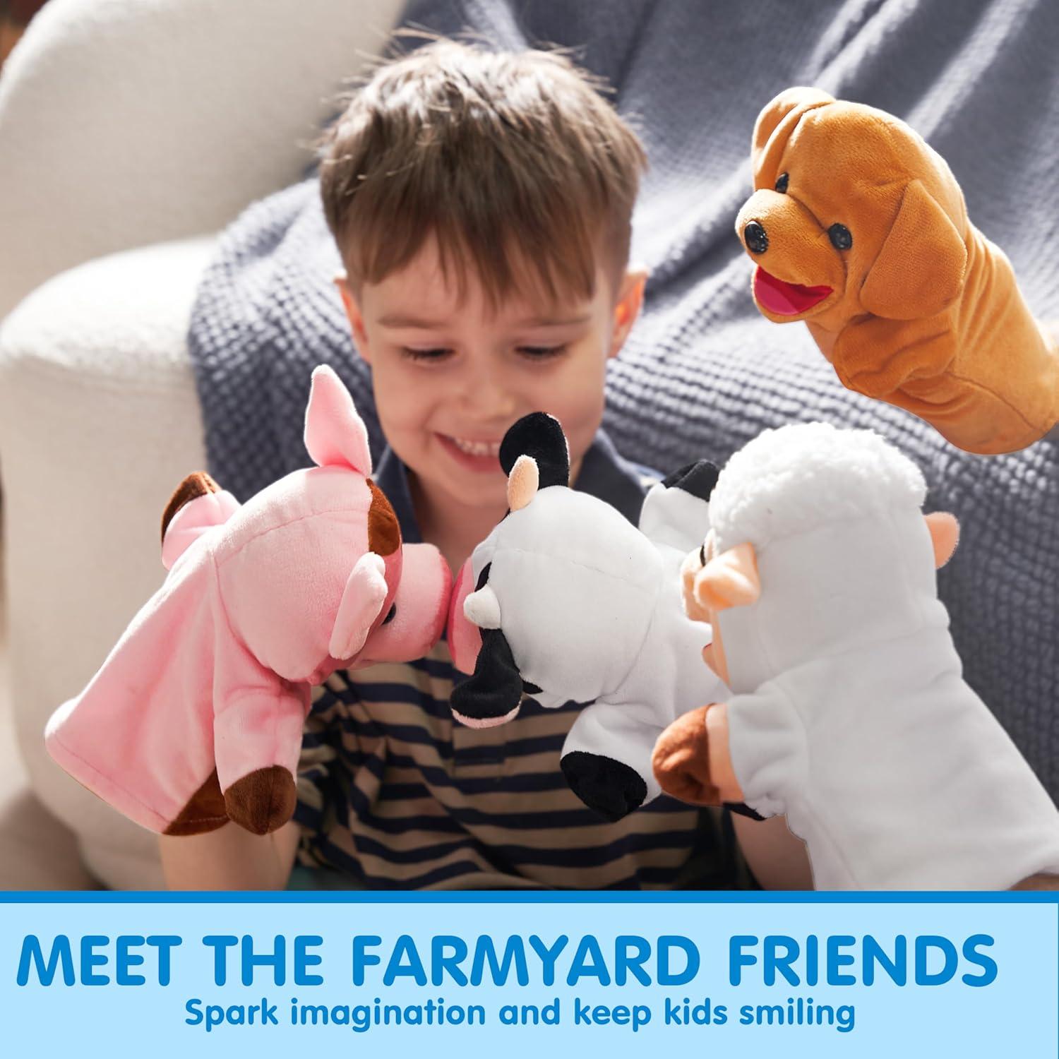 Set de 6 Marionetas de Mano JOYIN + Elefante Musical para Bebés