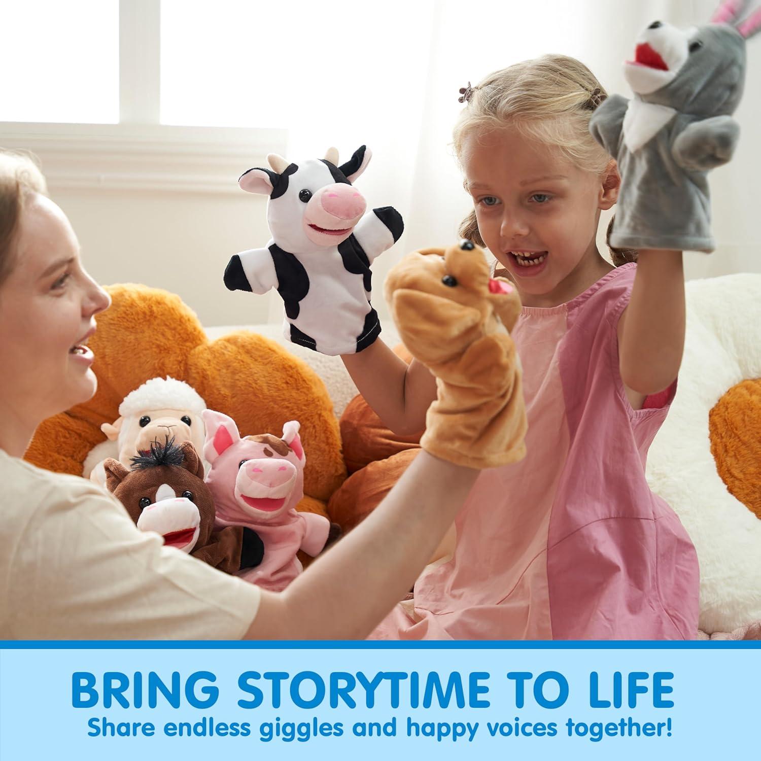 Set de 6 Marionetas de Mano JOYIN + Elefante Musical para Bebés